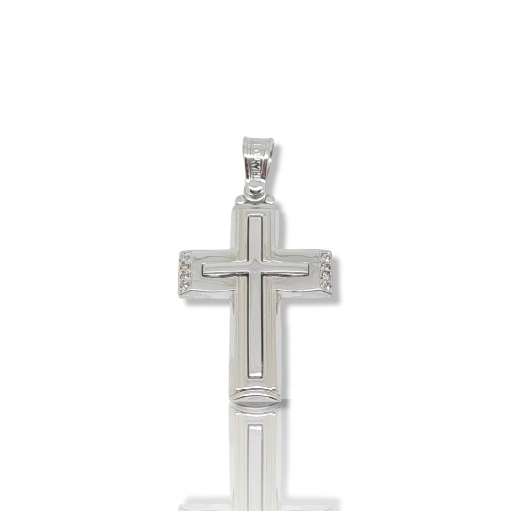 Croce in oro bianco k14 (code H1878)