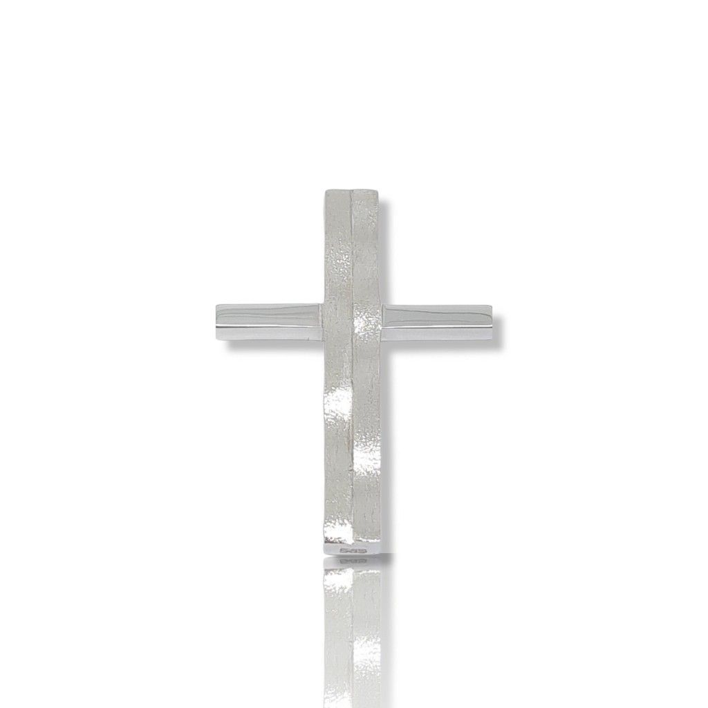 Croce in oro bianco k14 con dettaglio ruvido (code H1672)