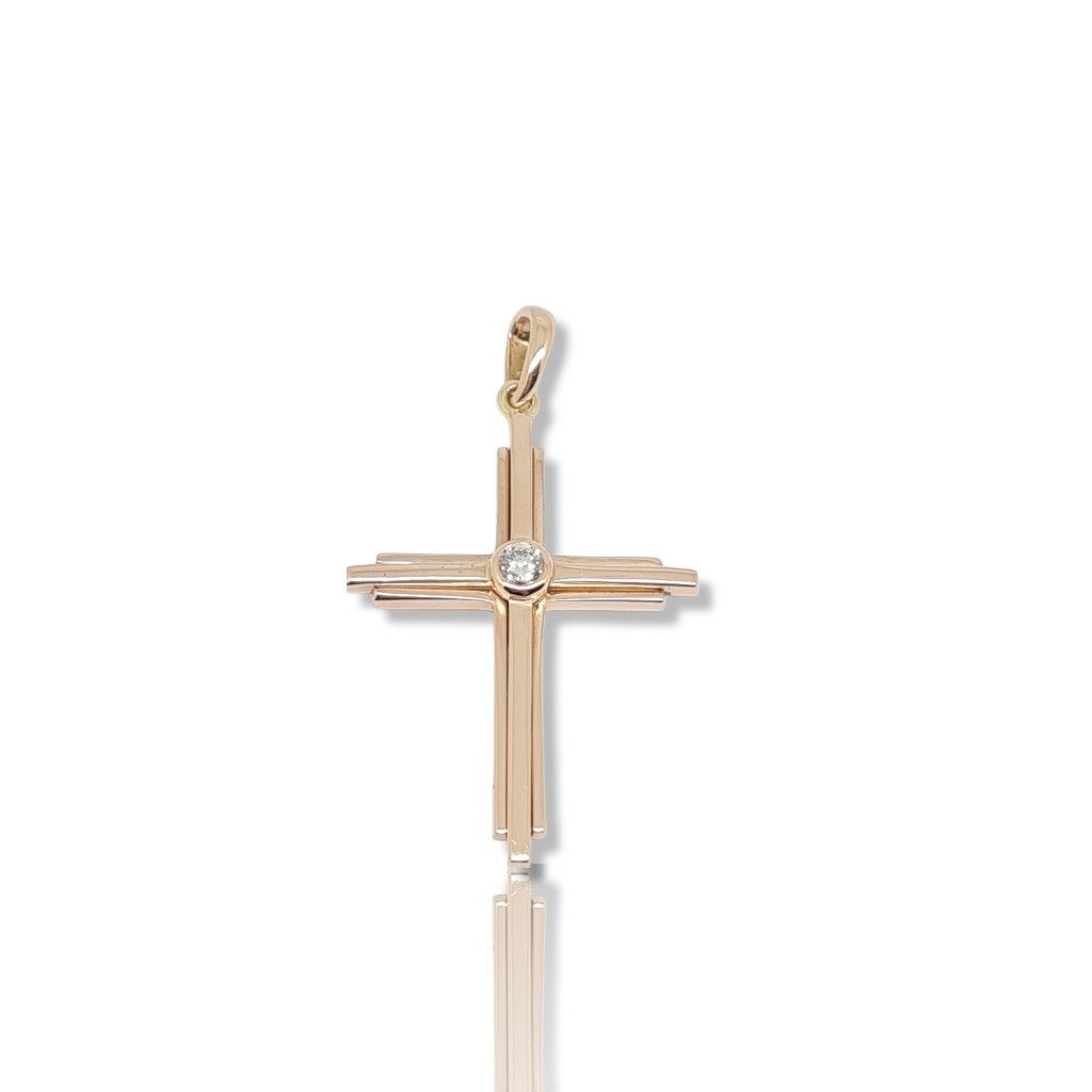Croce in oro rosa k18 con diamante (code 1660)