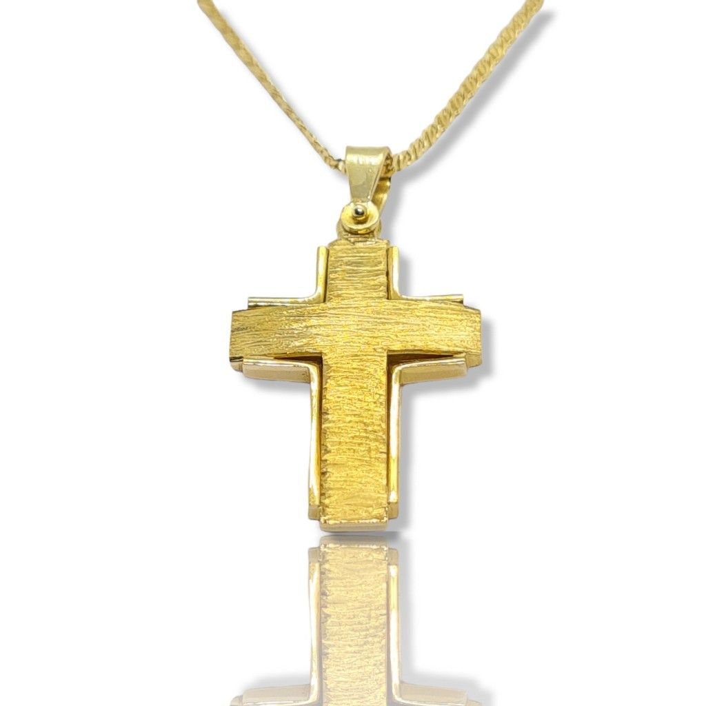 Croce in oro Giallo k18 con catena in oro Giallo k14 (code H2358)
