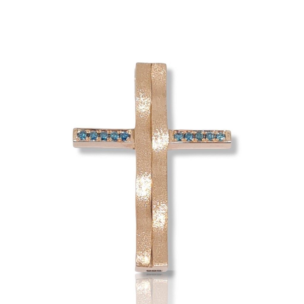 Croce in oro Rosa k14 con diamanti (code H2368)