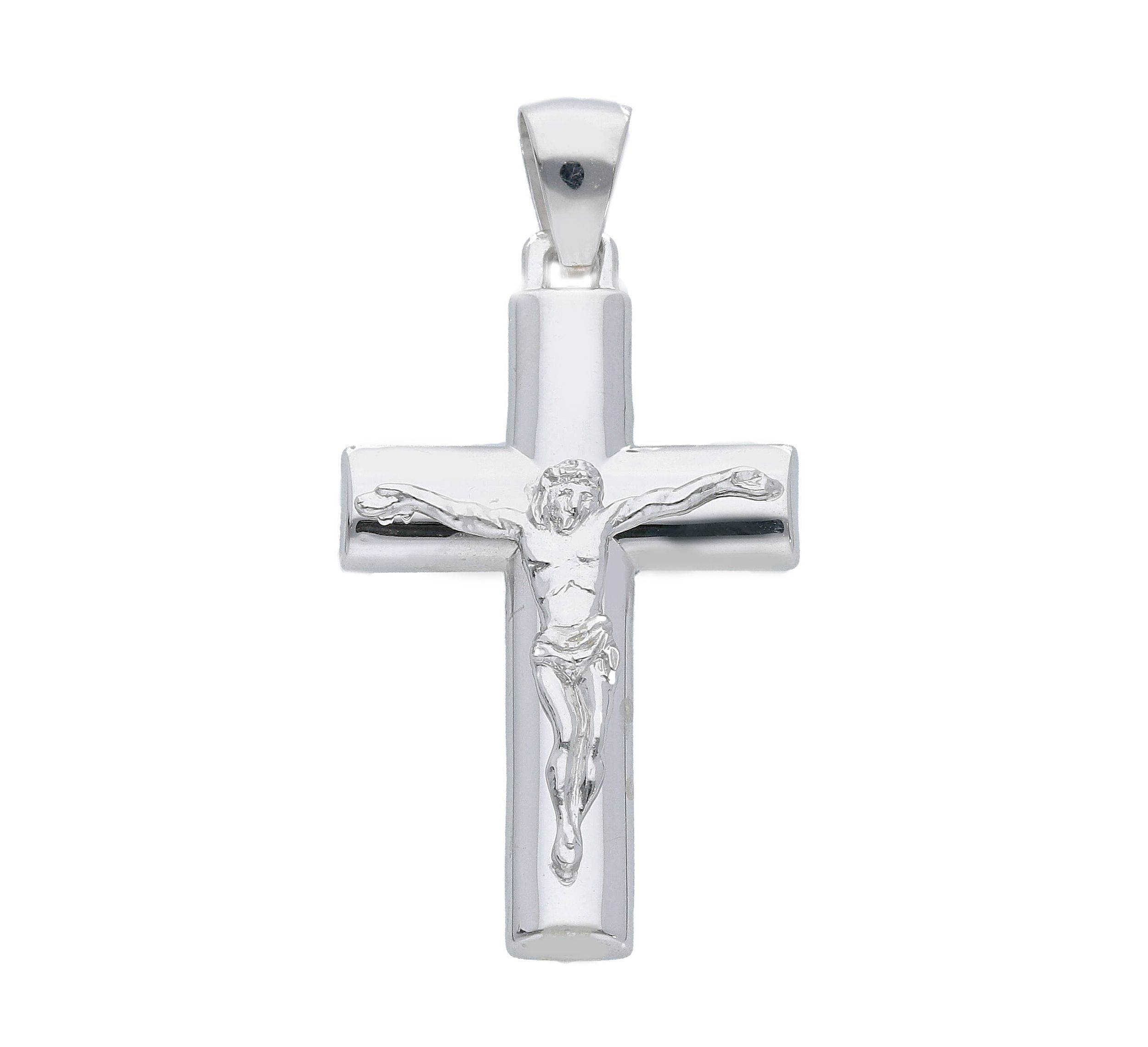 Croce in oro Bianco k14 con Crocifisso (code S231306)