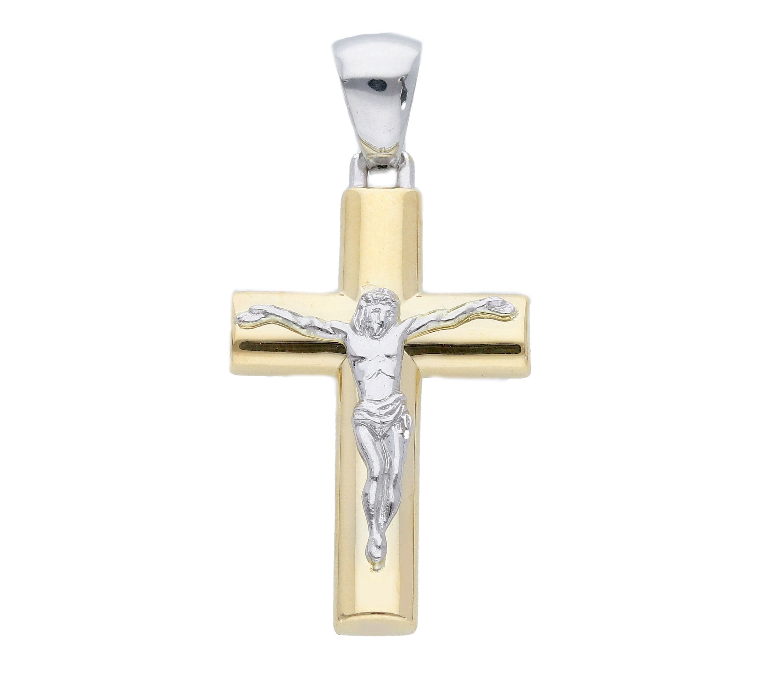 Croce in oro Giallo con Crocifisso in oro bianco k14 (code S231307)