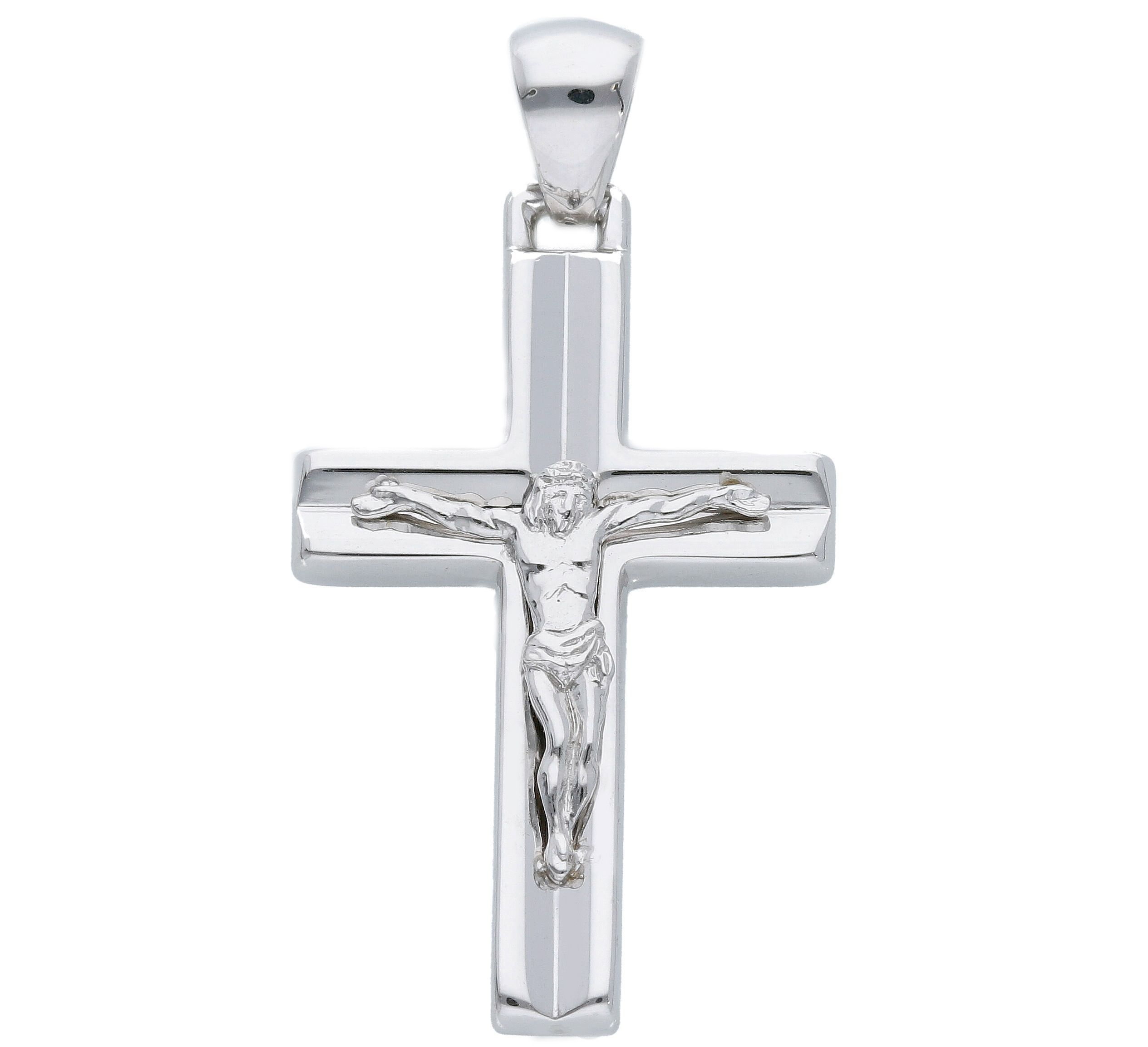 Croce in oro Bianco k14 con Crocifisso (code S231308)