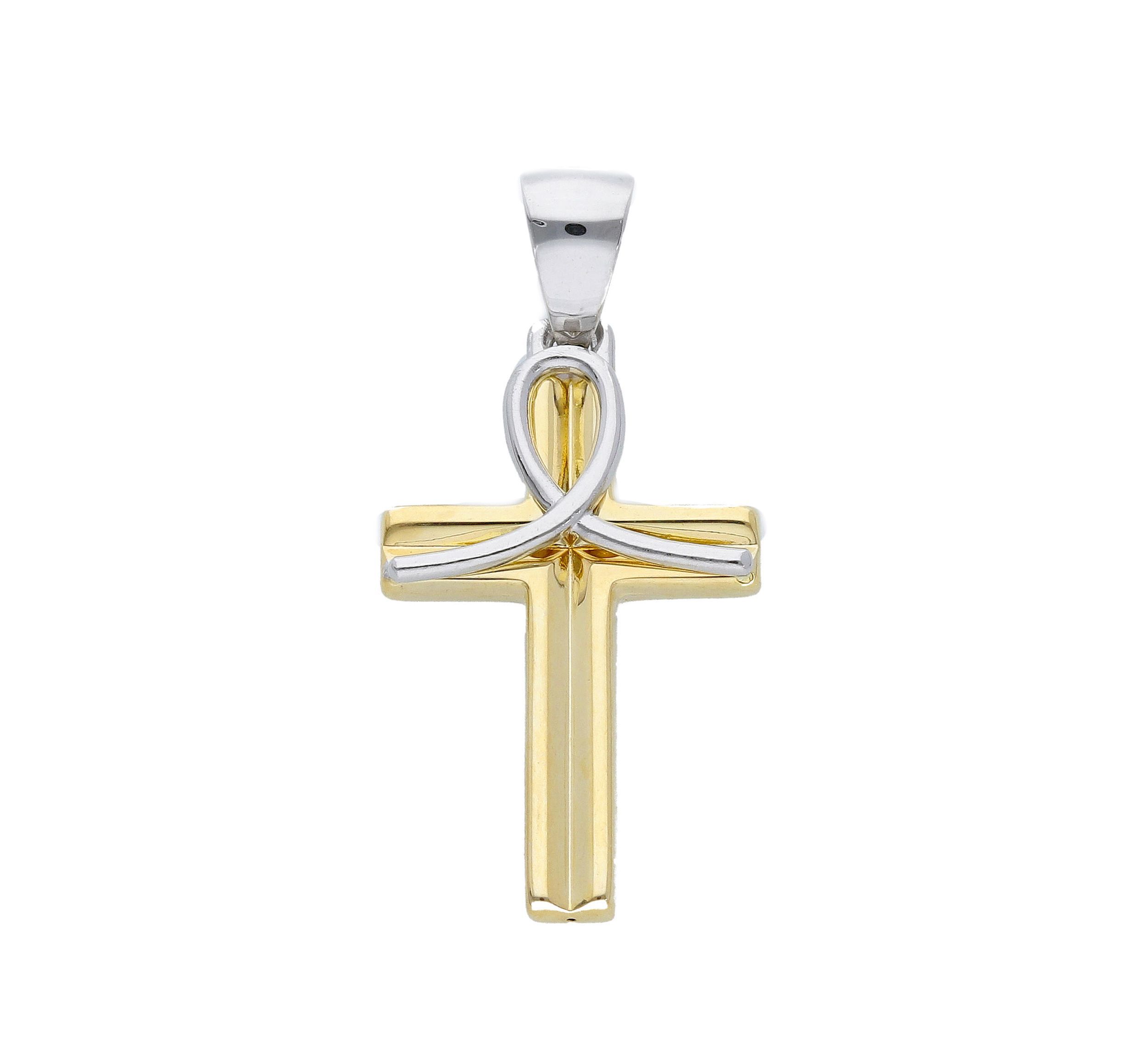 Croce in oro giallo e oro bianco k14 (code S246390)