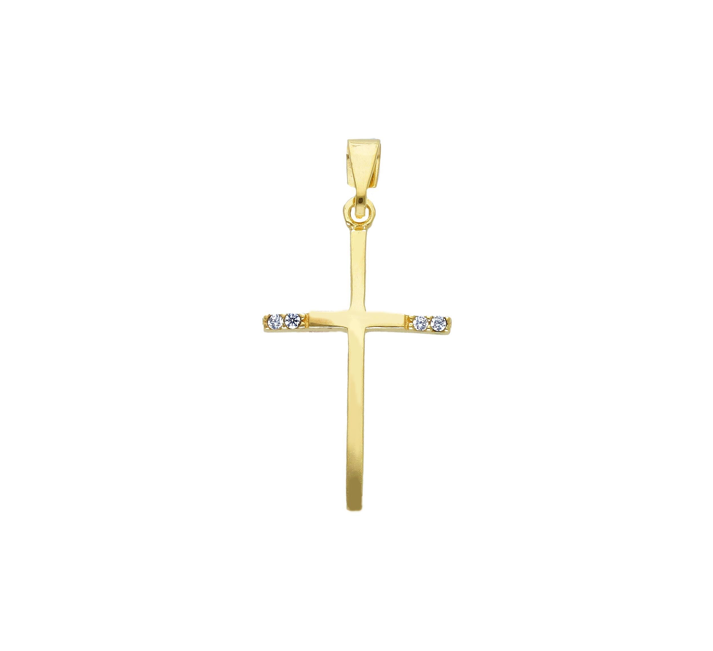 Croce in oro giallo k14 lucido  (code S250159)