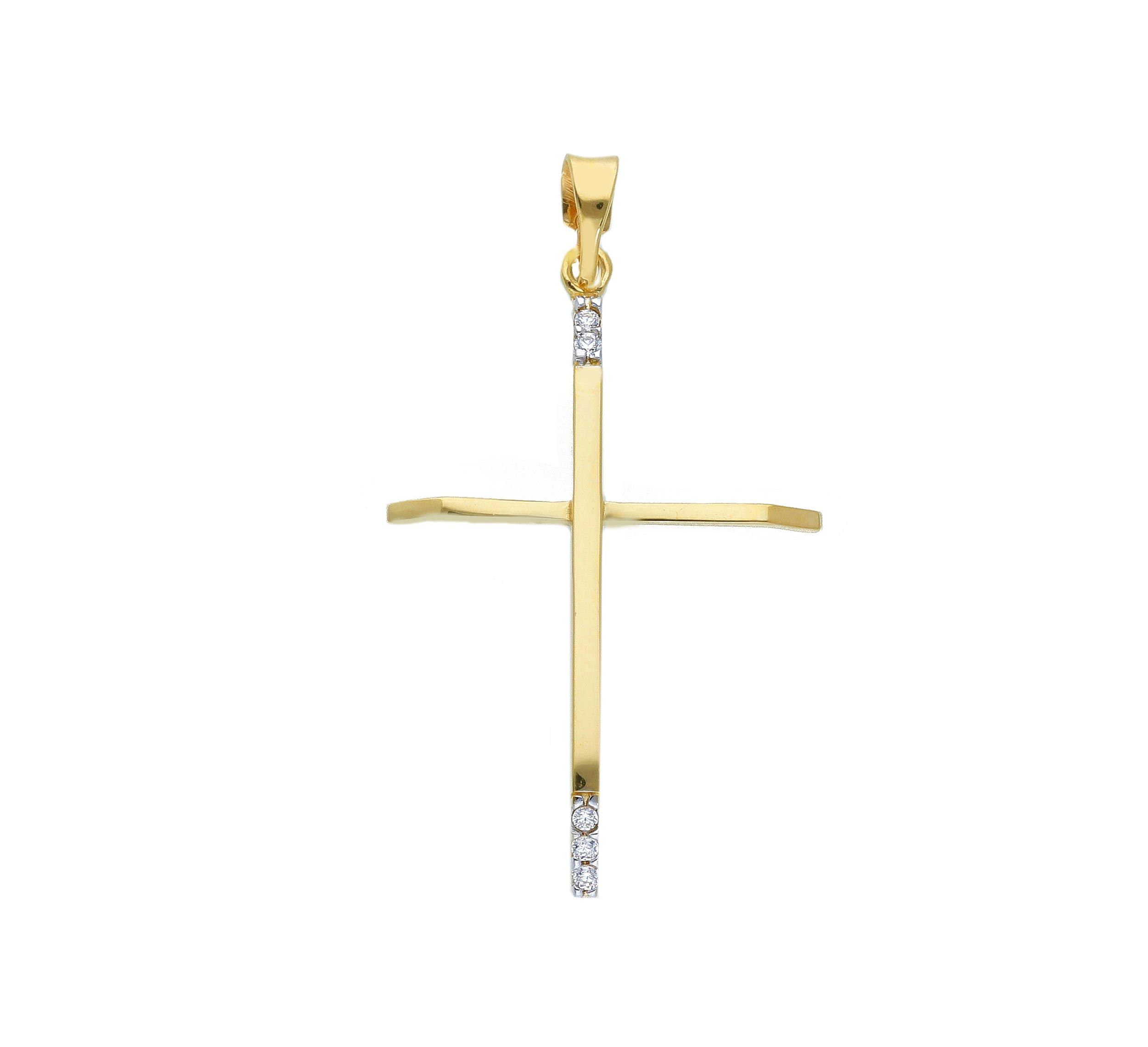 Croce in oro giallo k14 lucido  (code S250160)