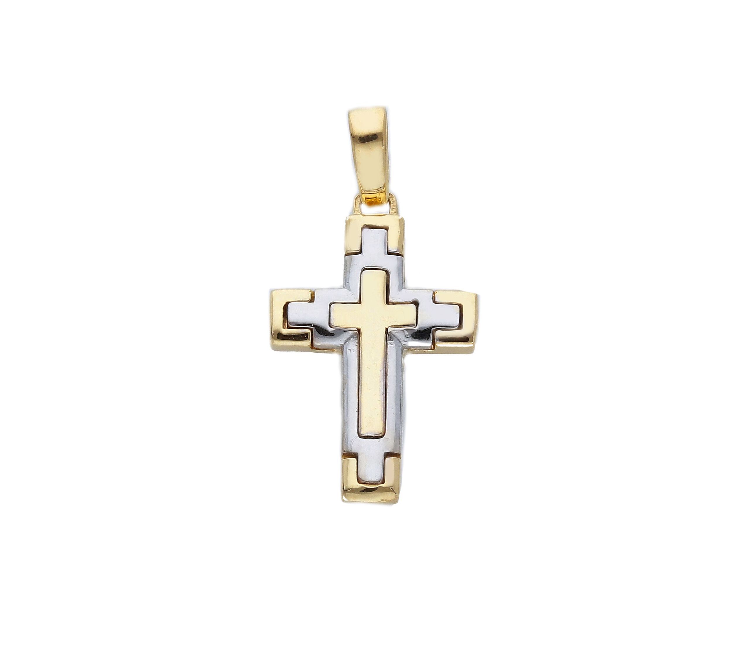 Croce in oro giallo e oro bianco k14 (code S258635)