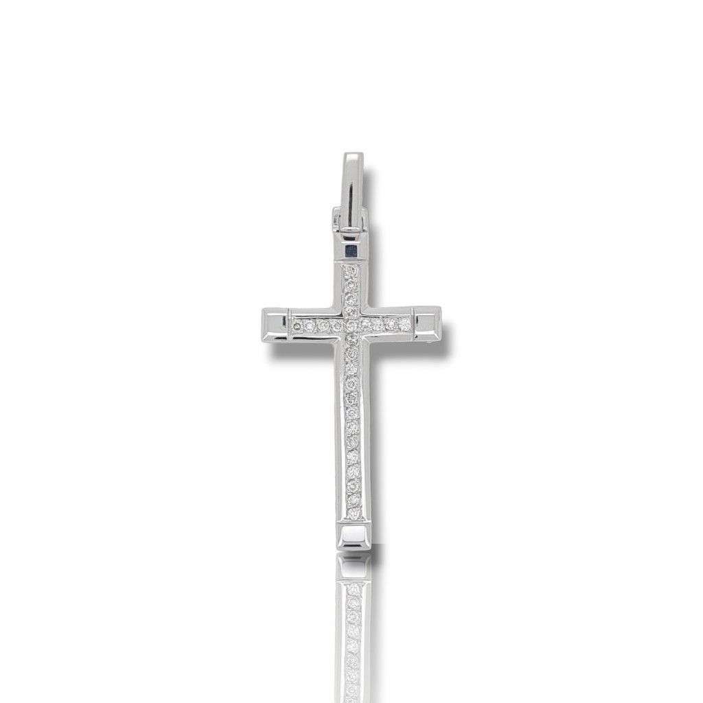 Croce in oro bianco k18 con diamanti (code H1703)