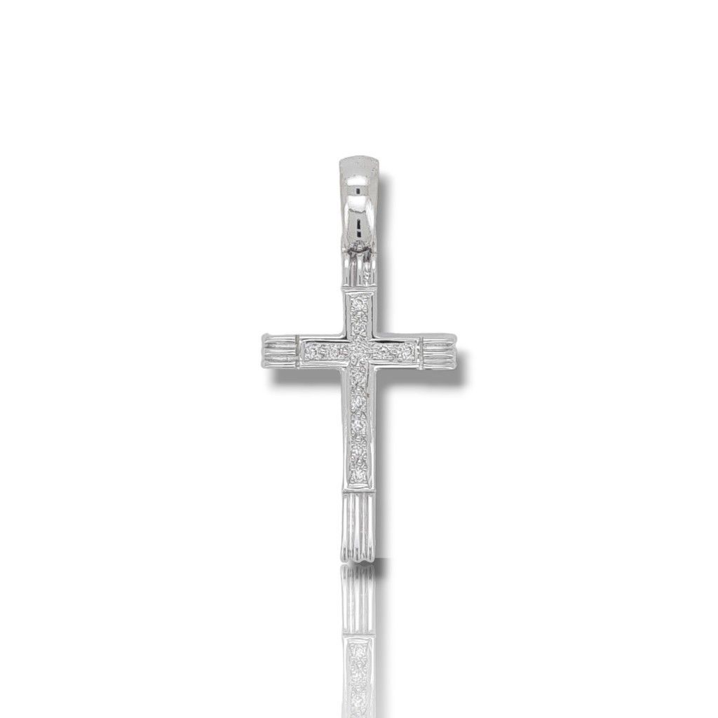Croce in oro bianco k18 con diamanti (code H1705)