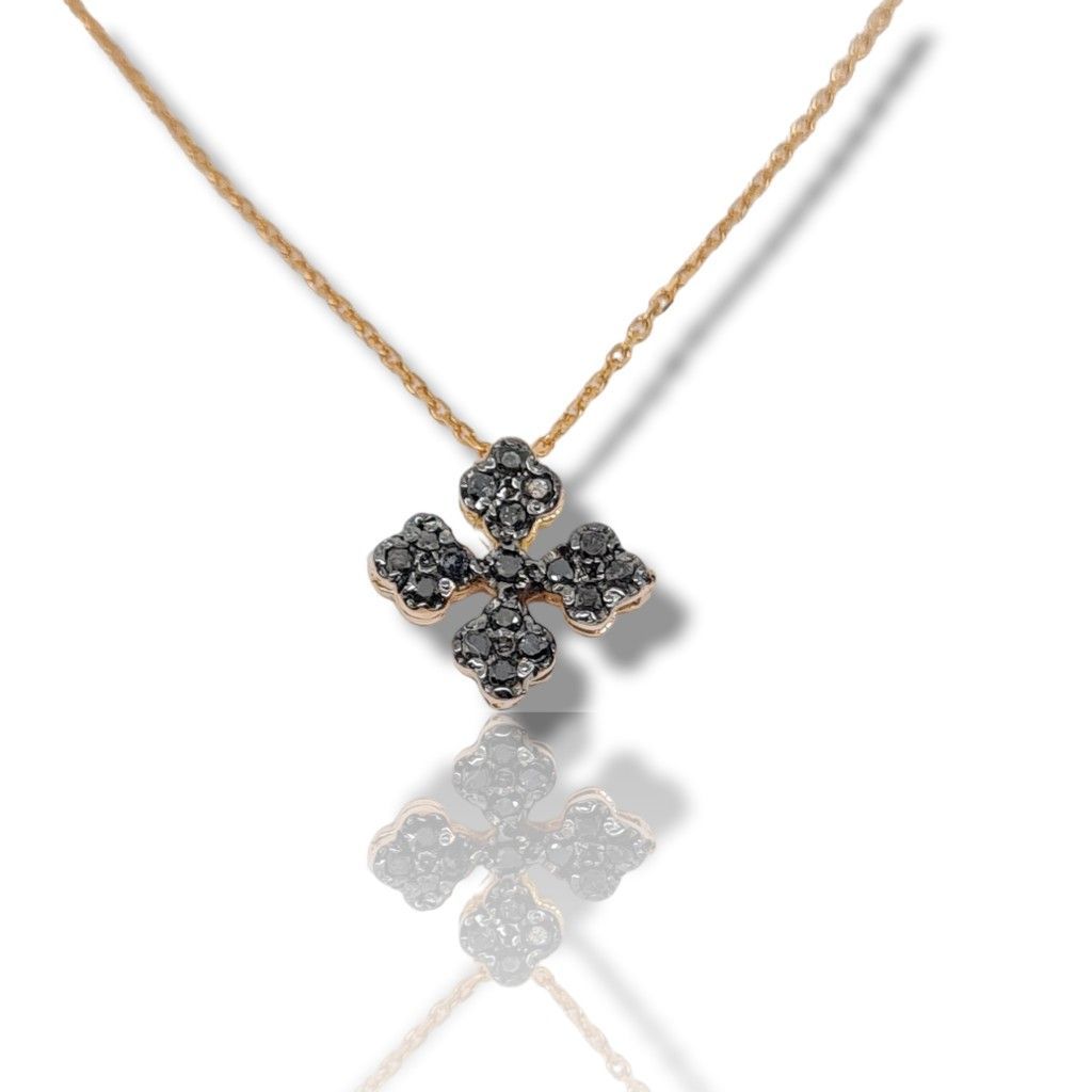 Croce in oro Rosa k18 con zirconi diamanti neri (code P2472) 