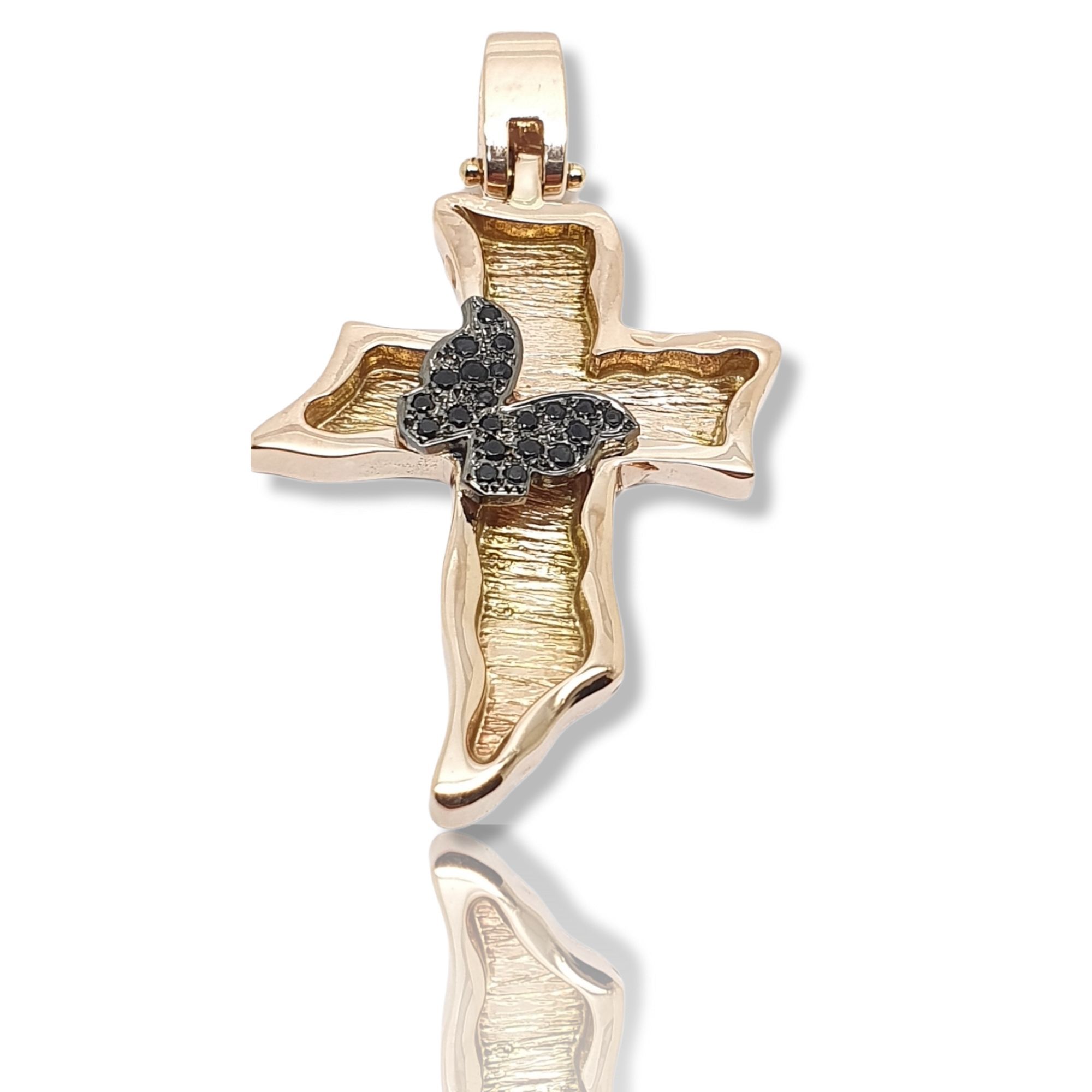 Rose gold cross k14 with butterfly (code H2135)