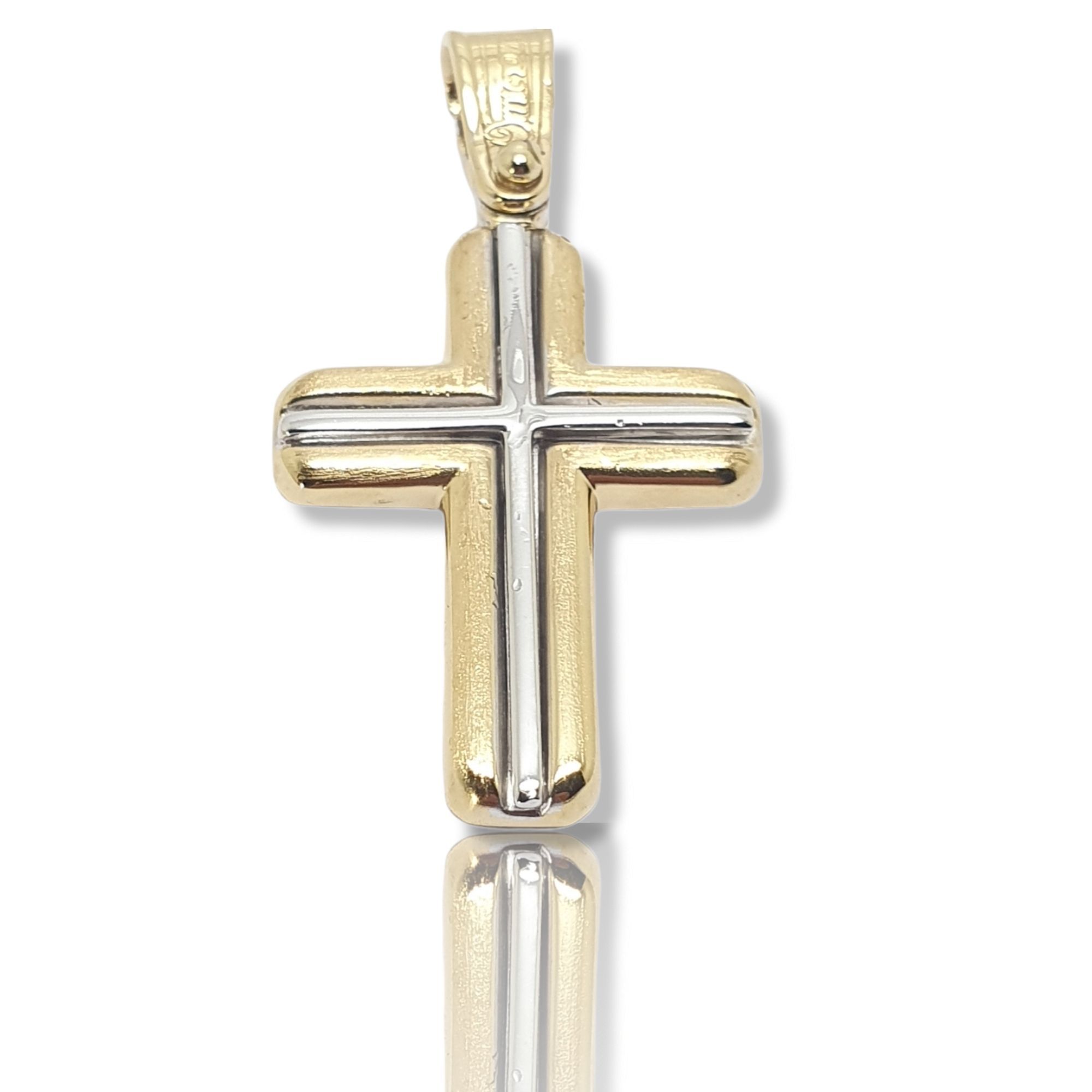 Croce in oro Giallo e oro Bianco k14 (code H2115)