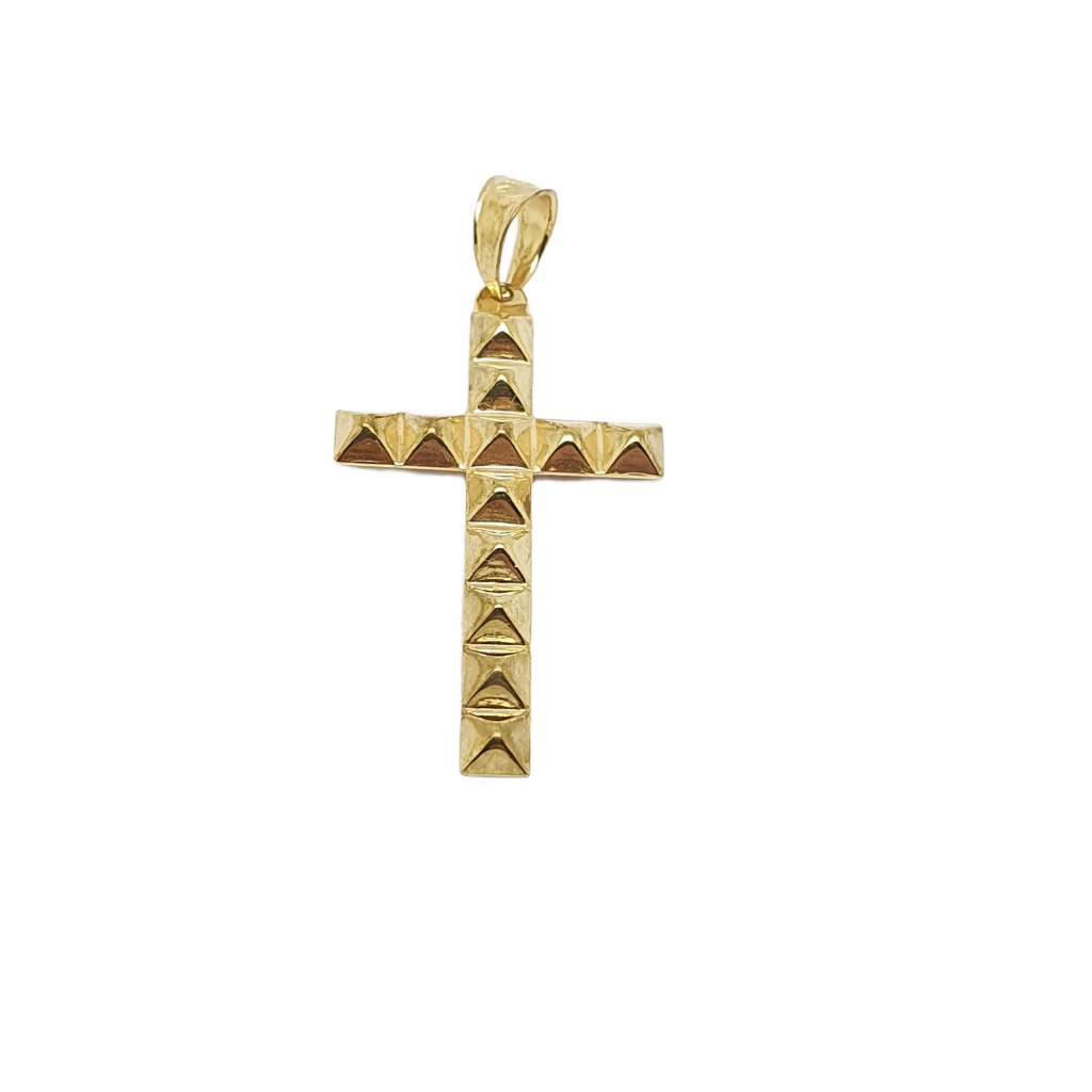 Σταυρός απο χρυσό κ14 με σχέδια πυραμίδες (code M2141)