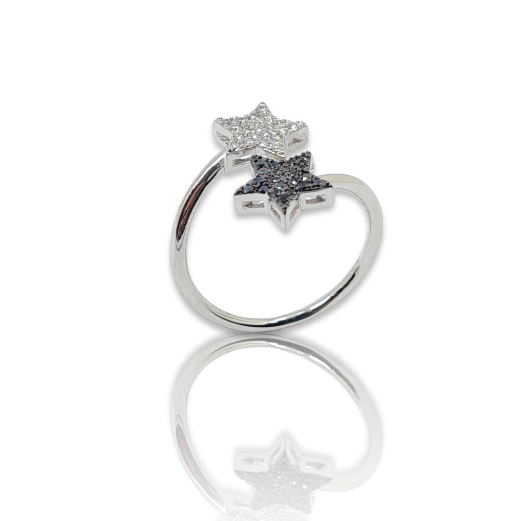 Platinum  plated silver  925° star ring (code FC001842)
