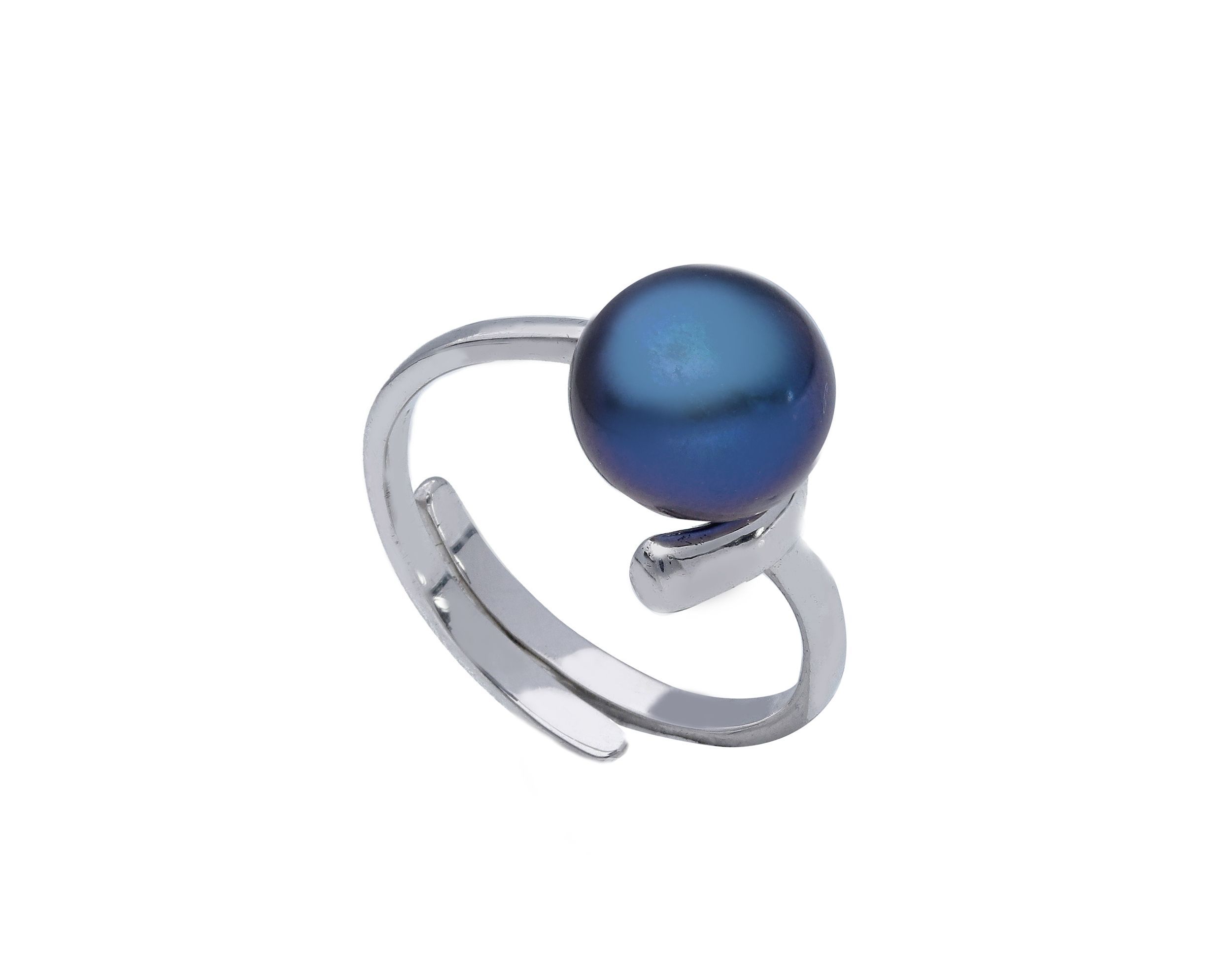 Platinum plated silver 925 ring with a pearl (code S154807)