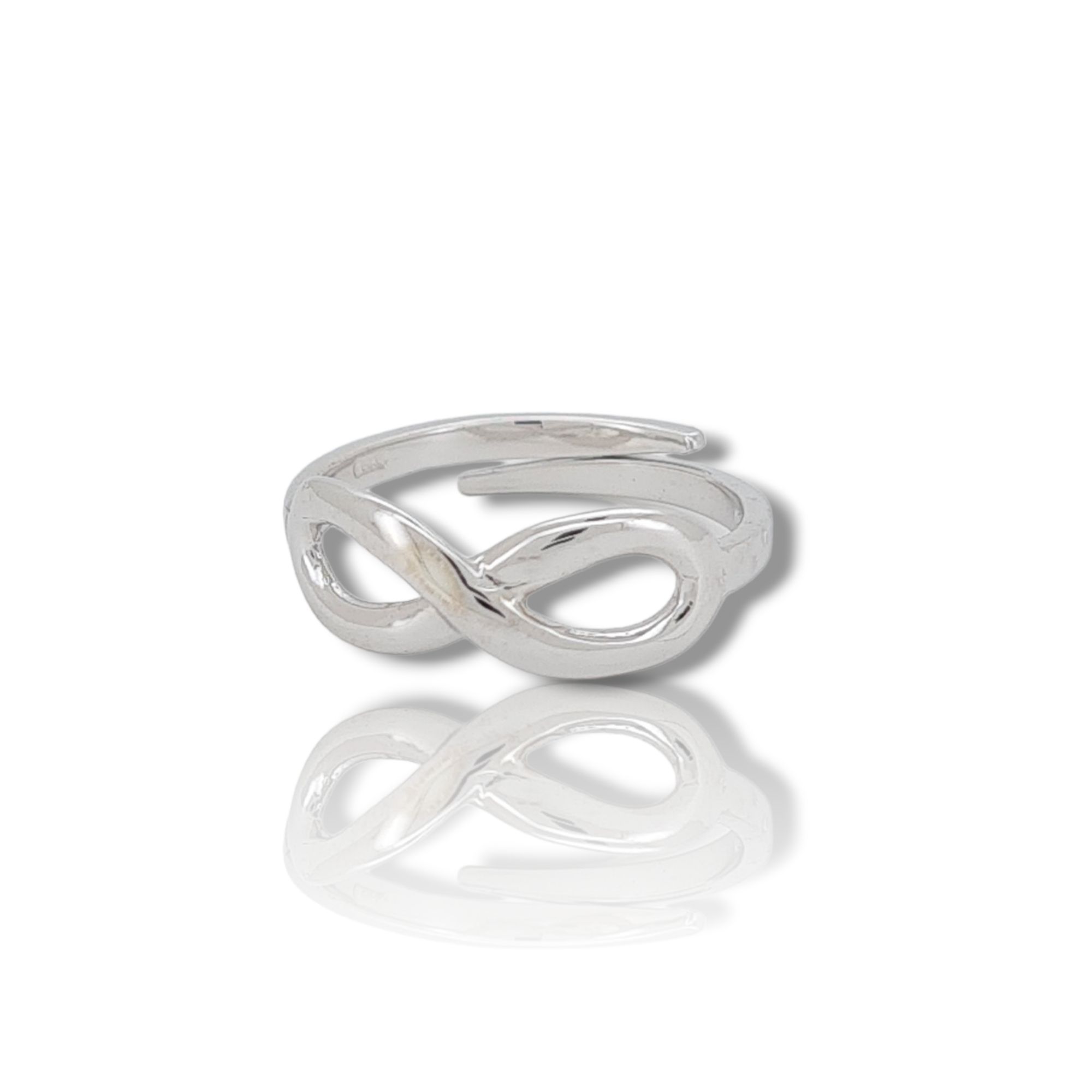Platinum plated silver 925 ring with the infinity symbol (code S245775)