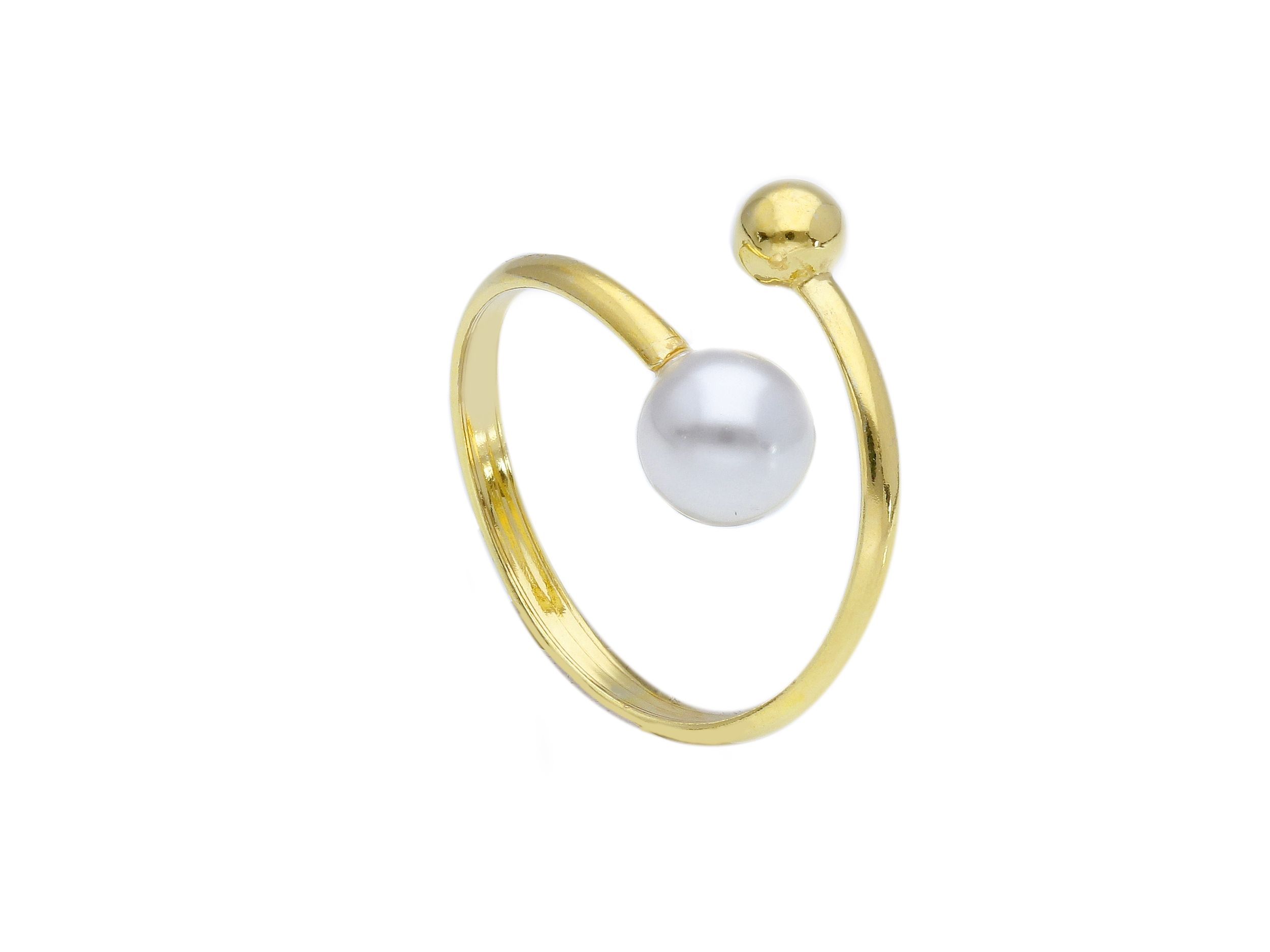 Gold plated silver 925 ring with a pearl (code S256348)