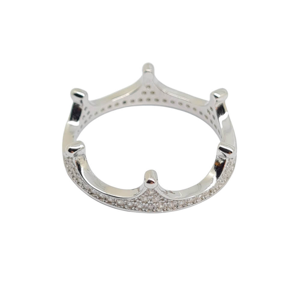 Platinum plated silver 925° crown ring   (code FC002533)