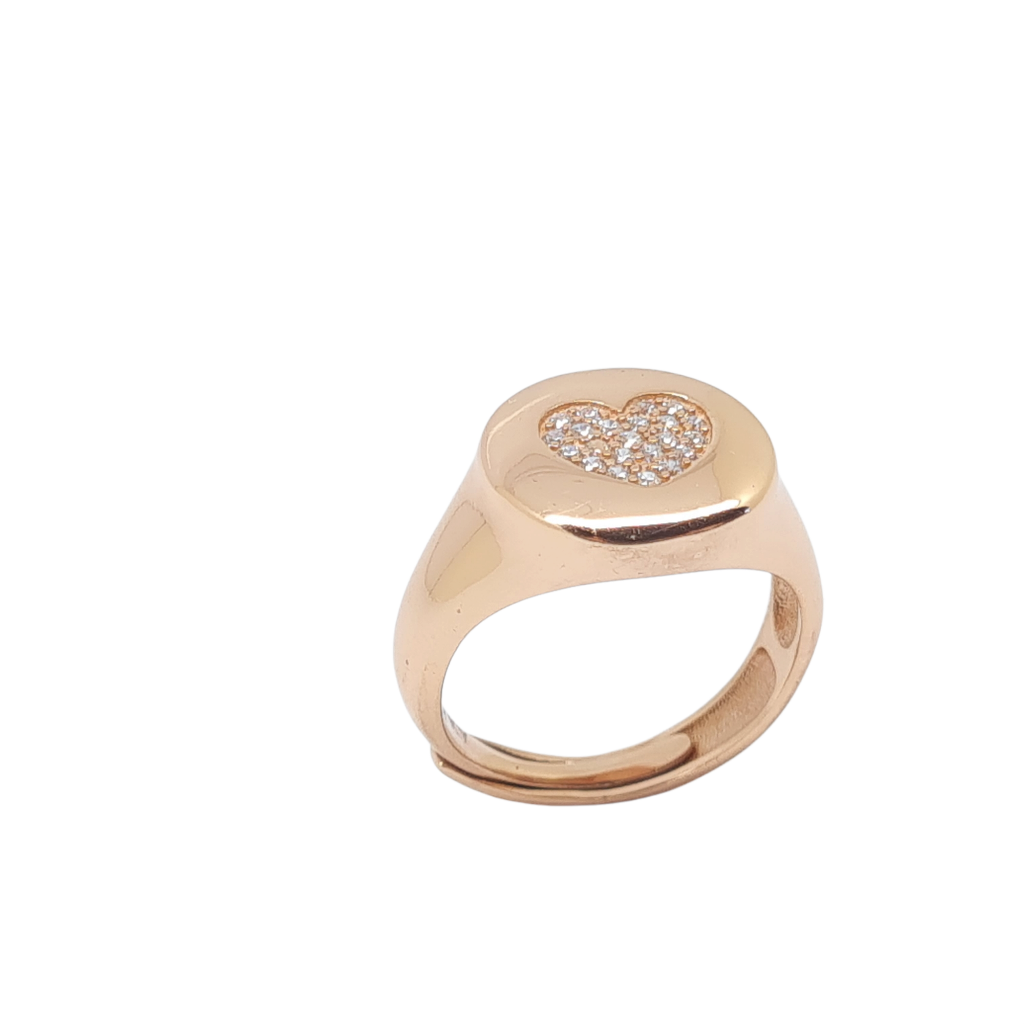 Ασημένιο δαχτυλίδι καρδούλα απο επιχρυσωμένο ασήμι 925°  (code FC001649)