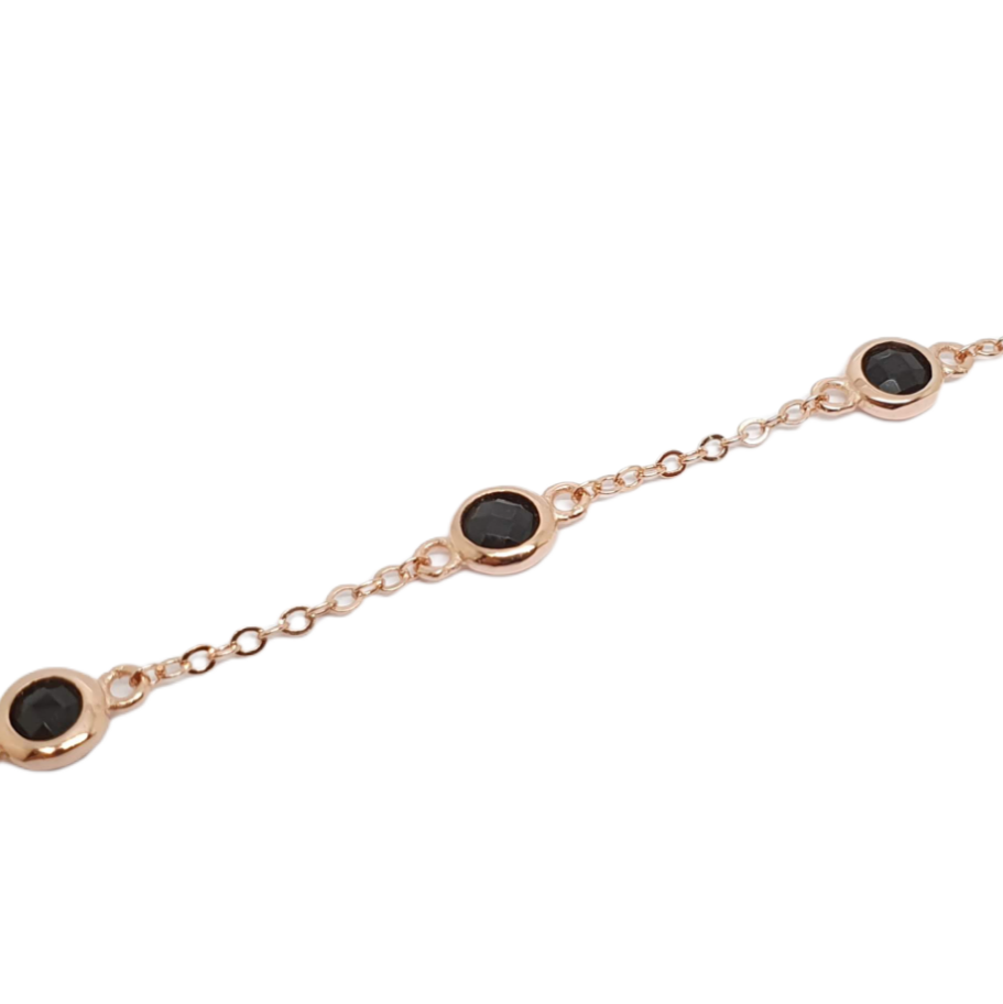 Rose gold plated silver 925º bracelet with black zircons (codeFC1976)