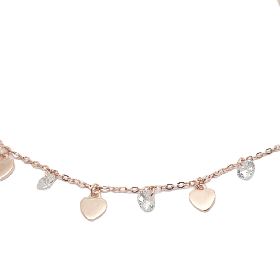 Rose gold plated silver 925° necklace with hearts codeFC004259