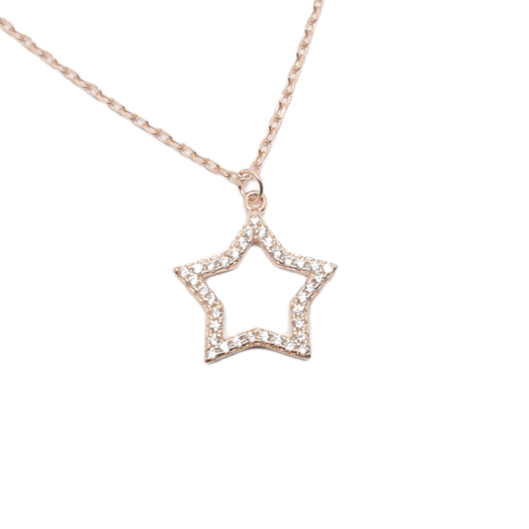 Rose gold plated silver 925° star  necklace with zircon codeFC001100