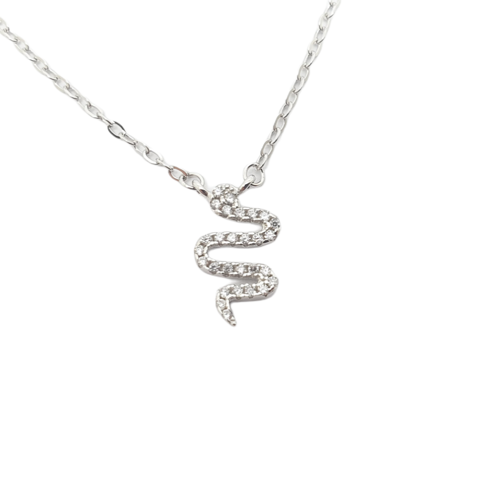 Platinum plated silver 925º snake necklace  with zircon codeFC004097