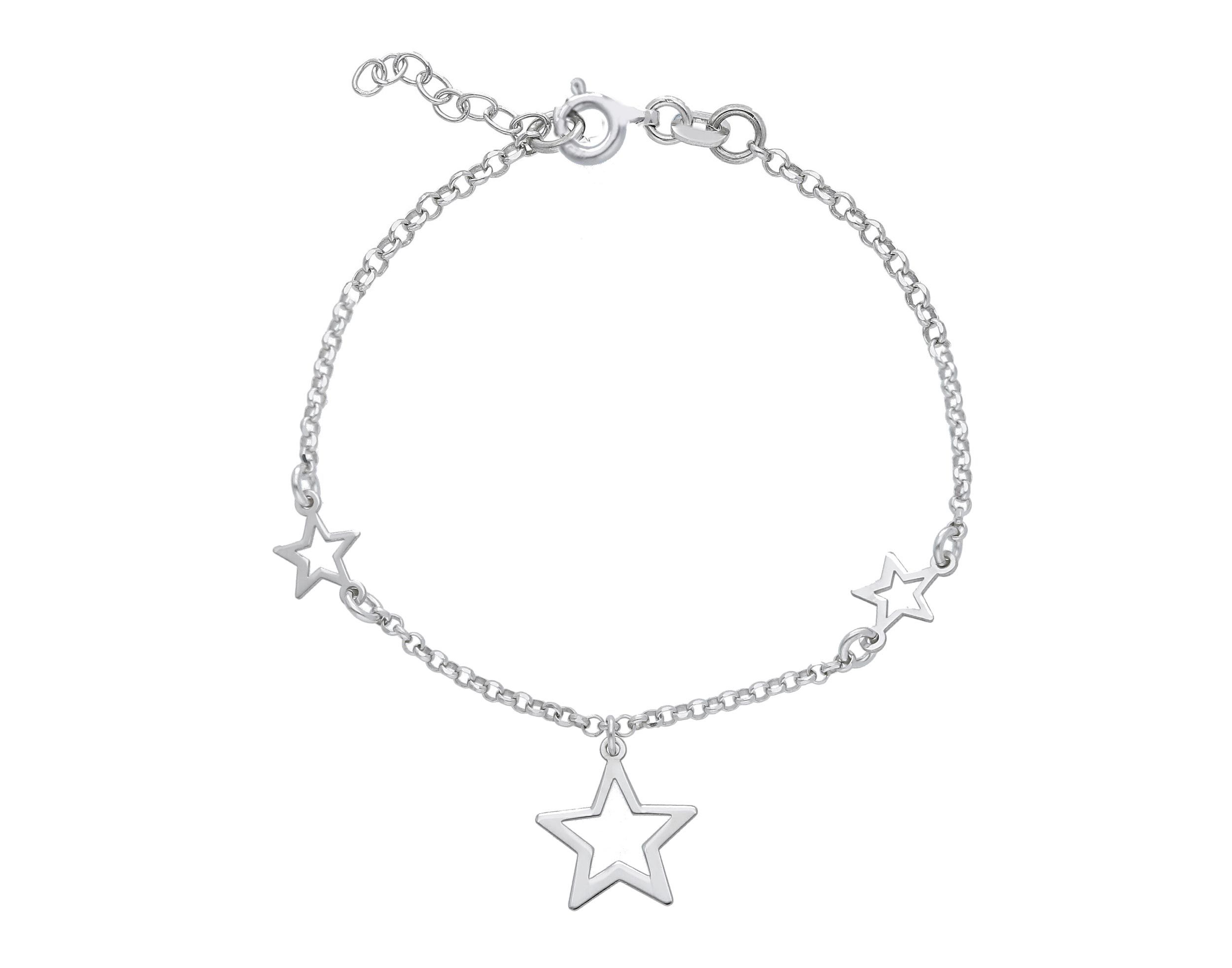 Platinum plated silver 925° bracelet with stars   (code S233540)