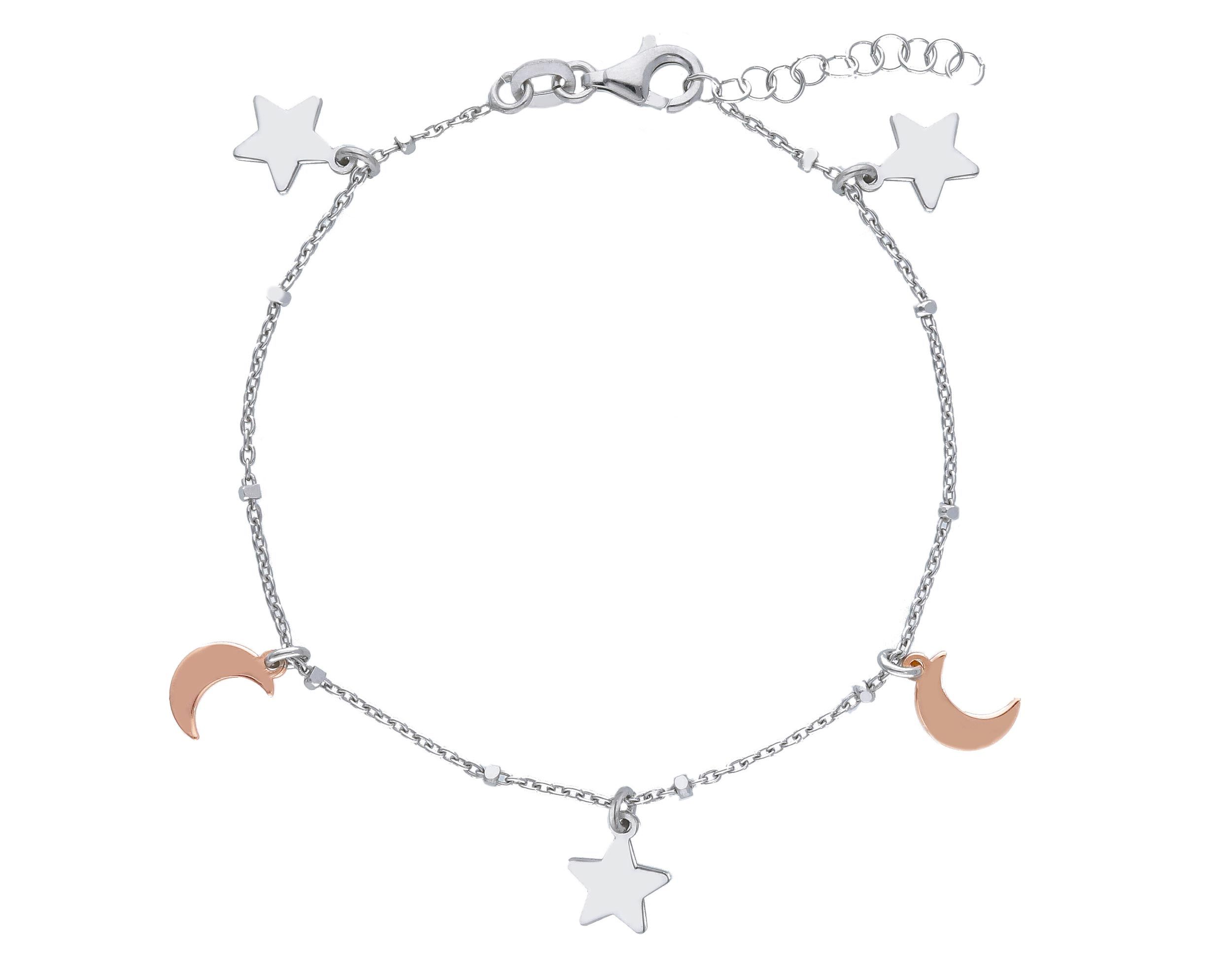 Platinum plated silver 925° bracelet with rose gold plated details (code S233693)