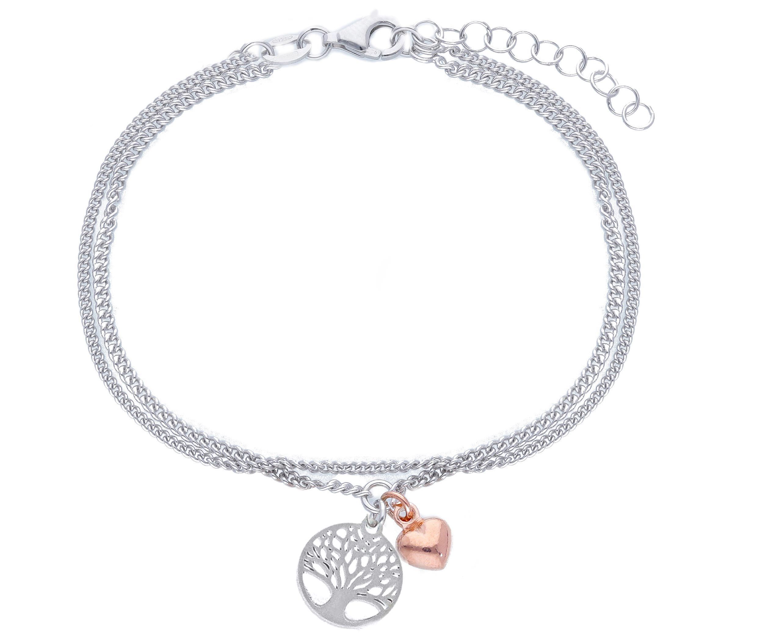 Platinum plated silver 925° bracelet with the tree of life (code S260863)