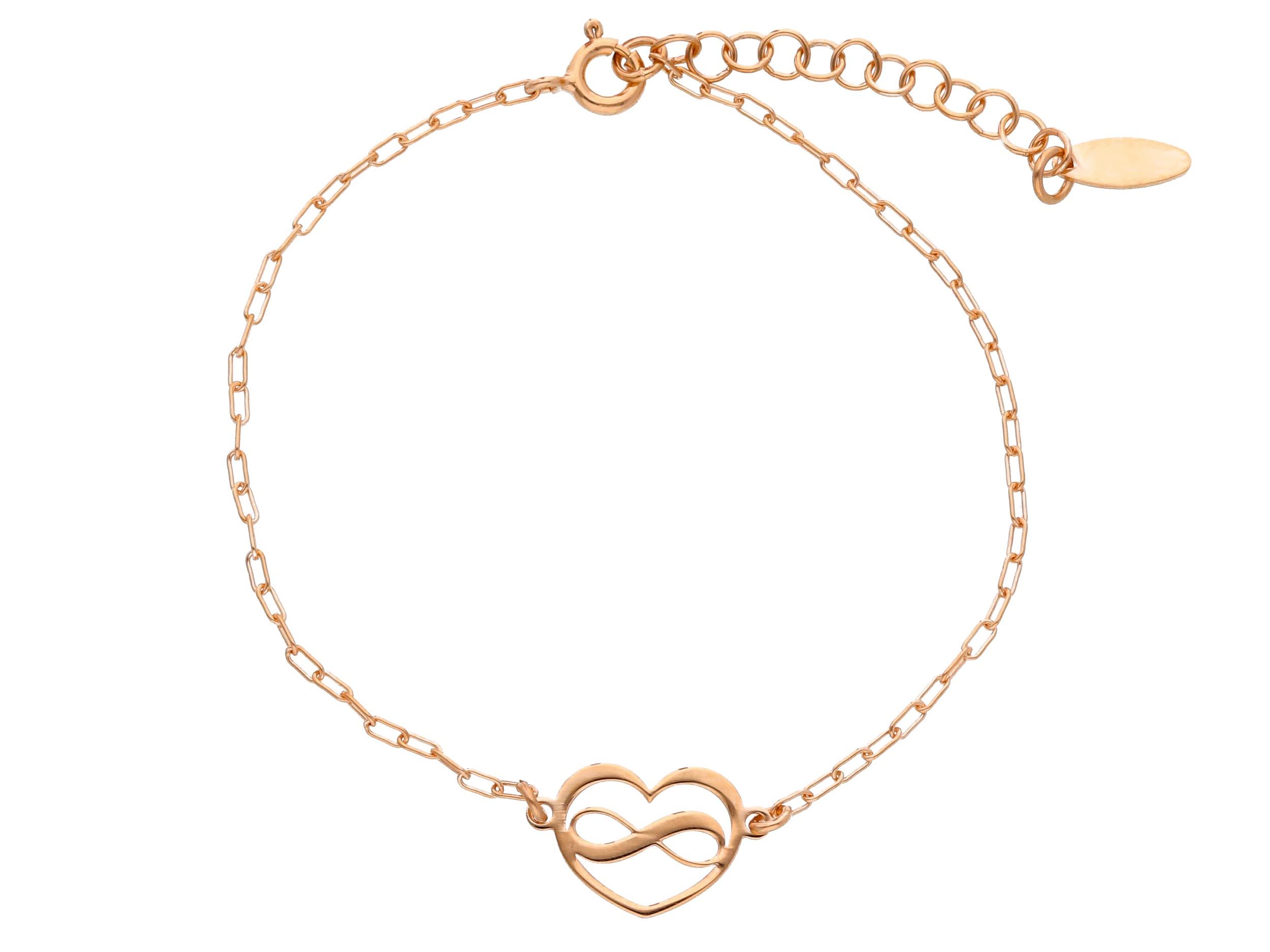 Rose gold plated silver 925° bracelet with heat and infinity symbol (code S265070)