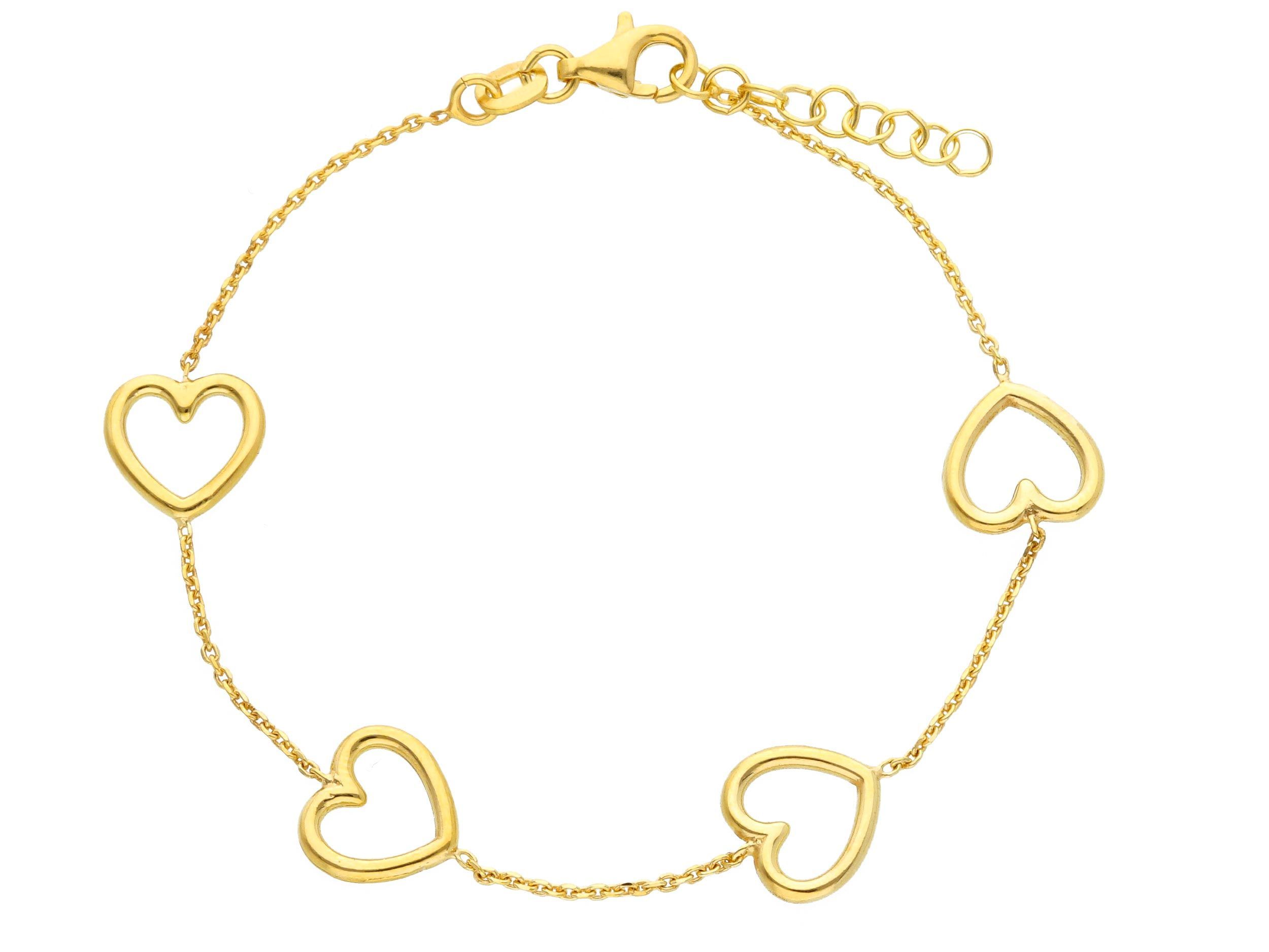  Gold plated silver 925° bracelet with hearts (code S269563)