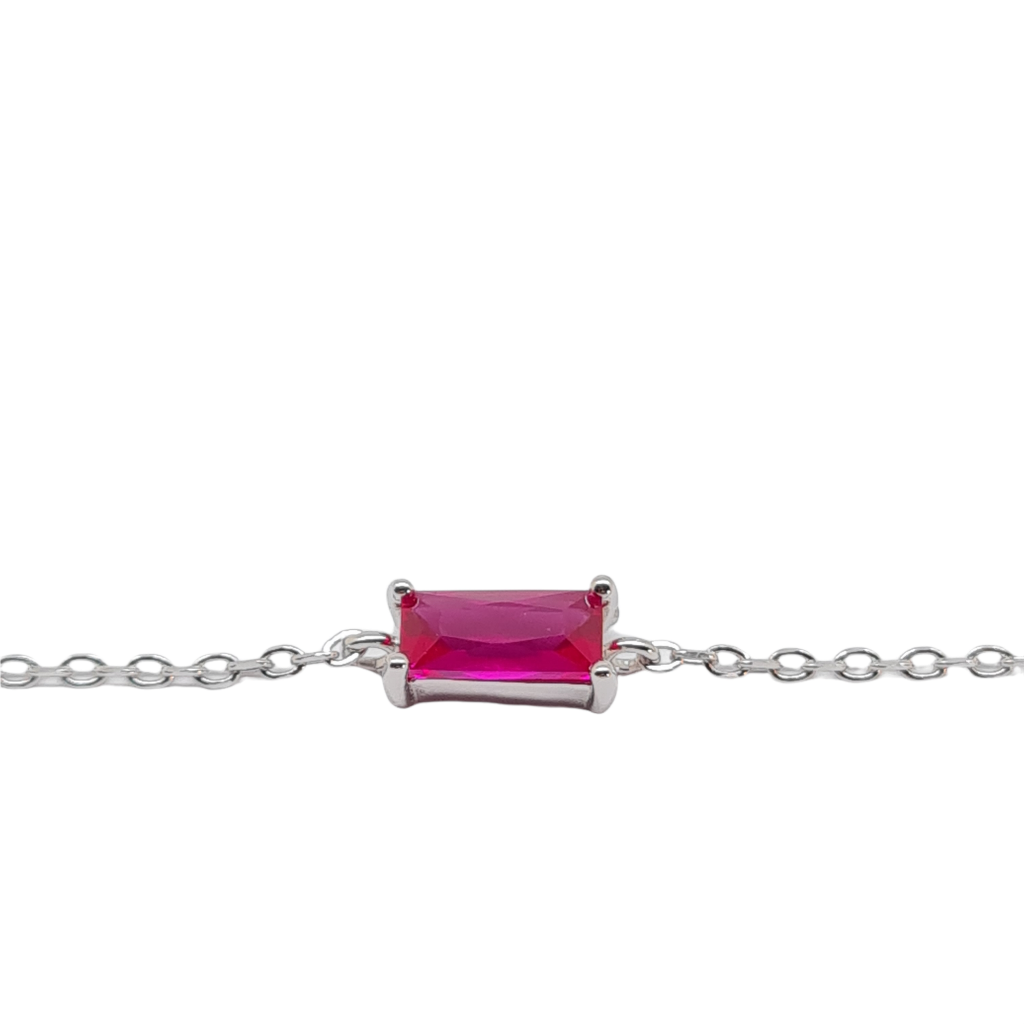 Platinum plated silver 925º bracelet with synthetic ruby (code FC006922)