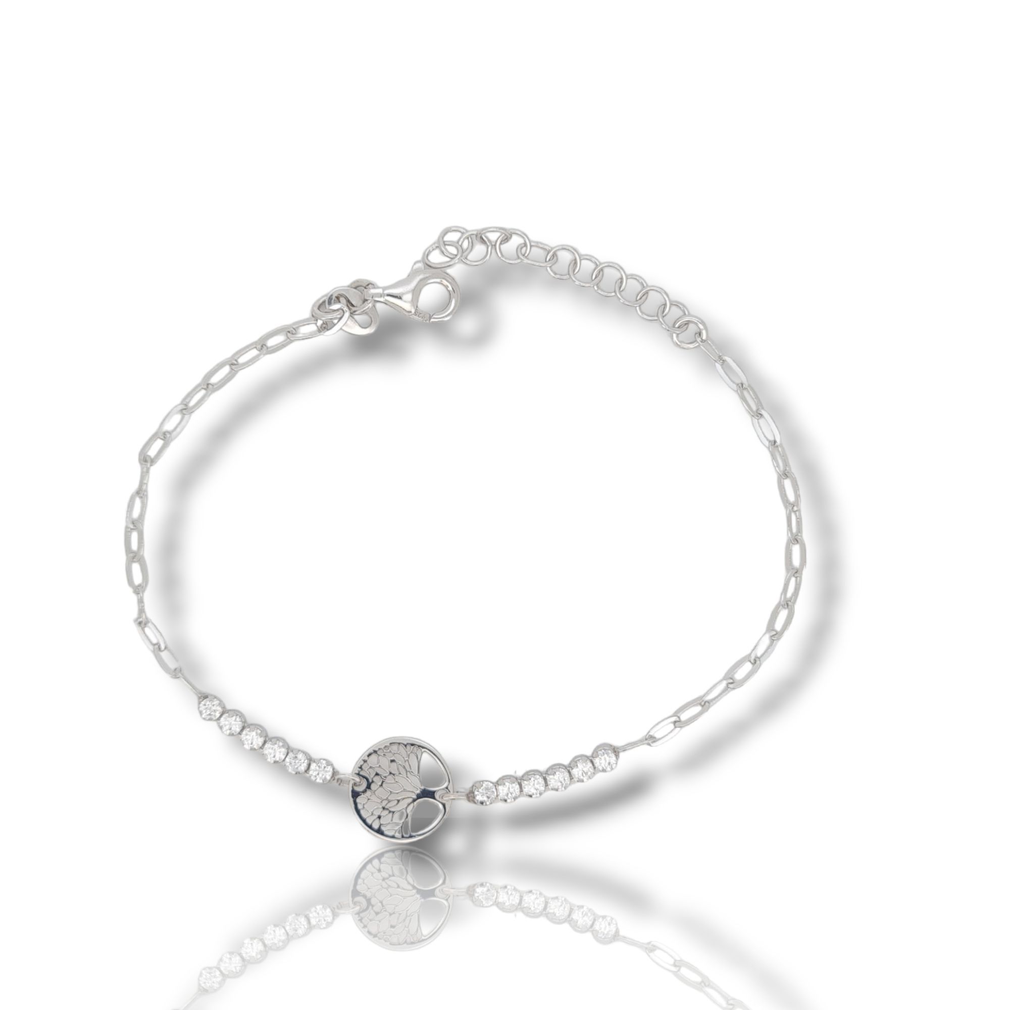Platinum plated silver 925° bracelet with the tree of life (code SHK610)