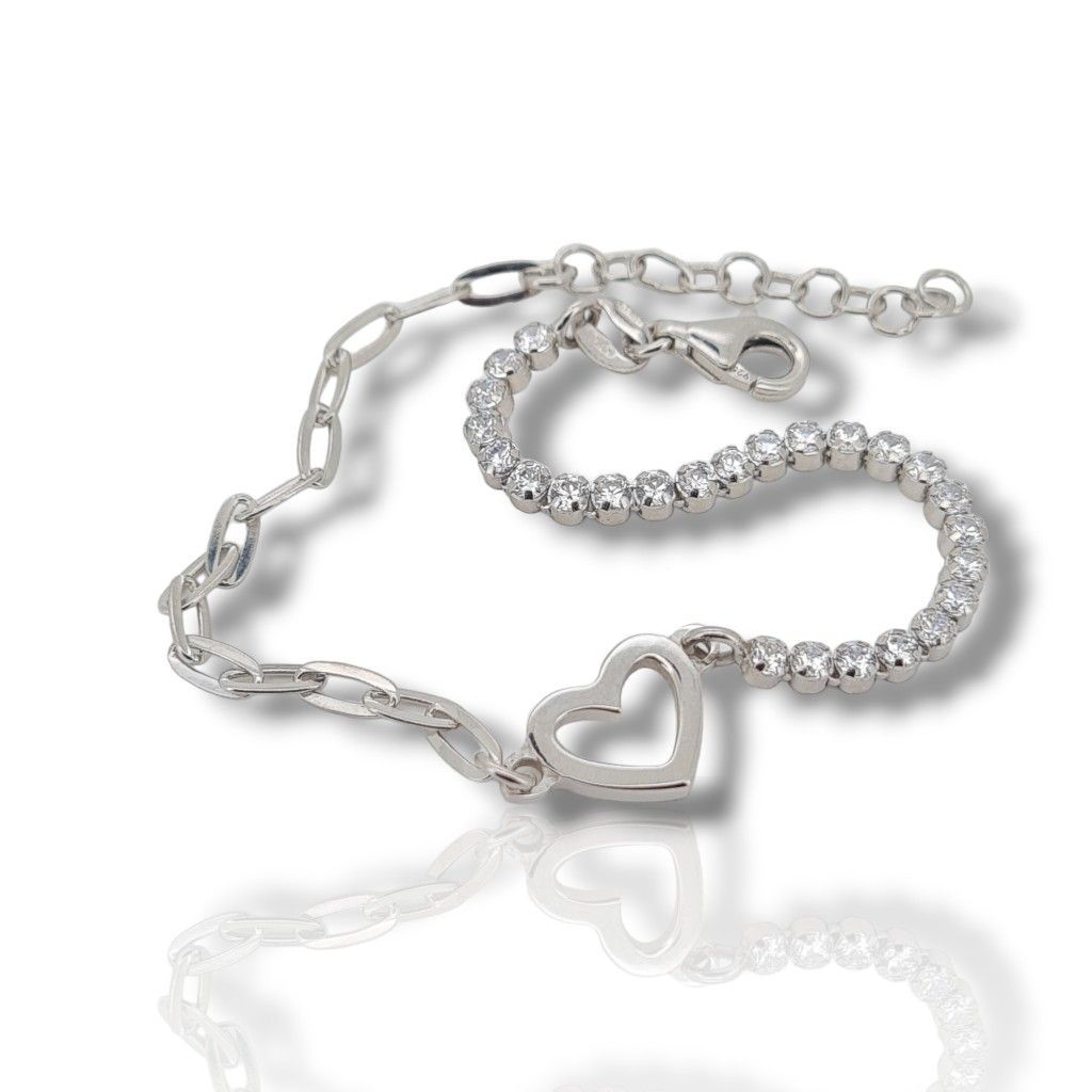 Platinum plated silver 925º heart bracelet (code SHK748B)