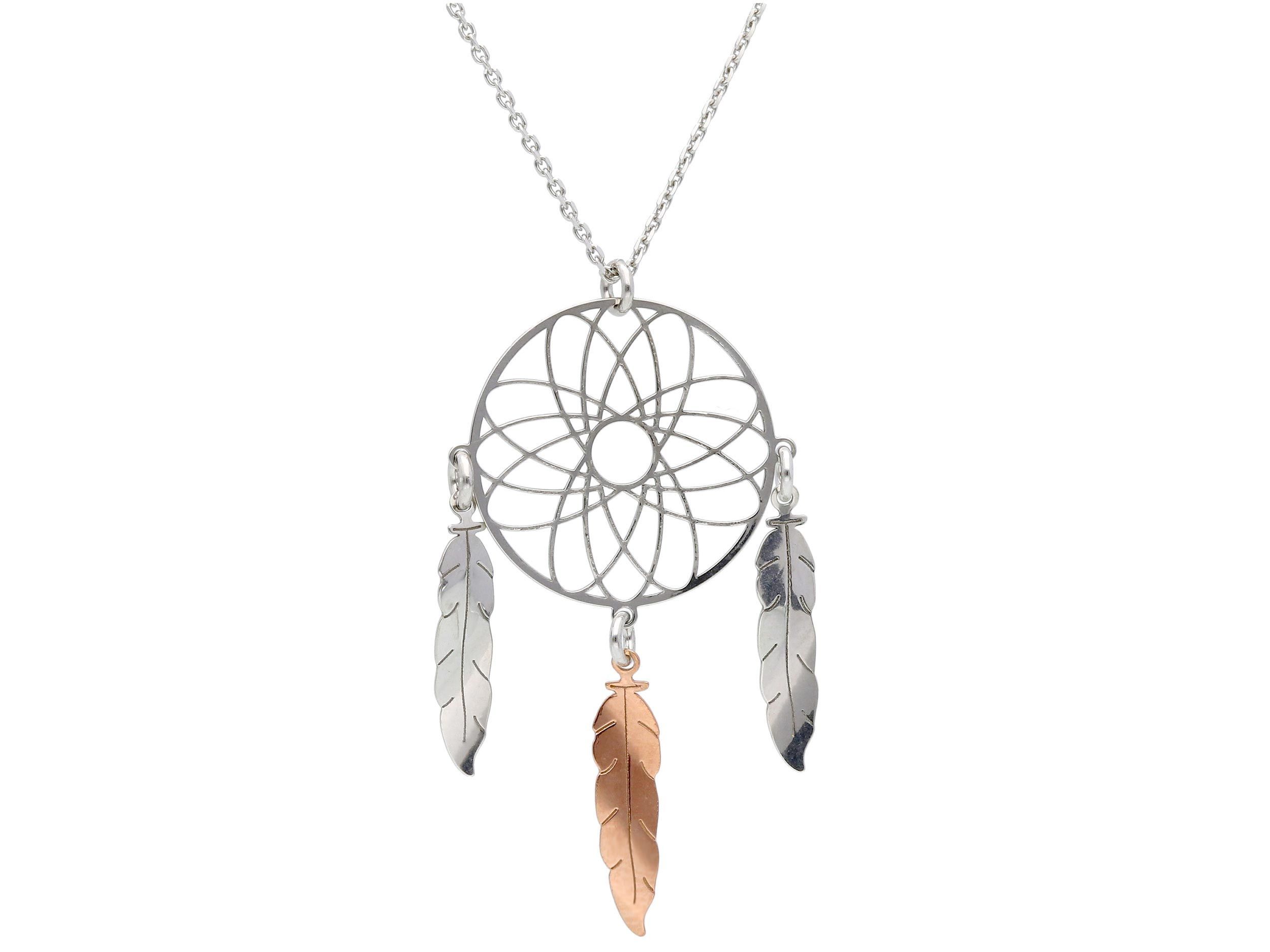   Platinum plated silver 925° dream catcher necklace (code S221532)