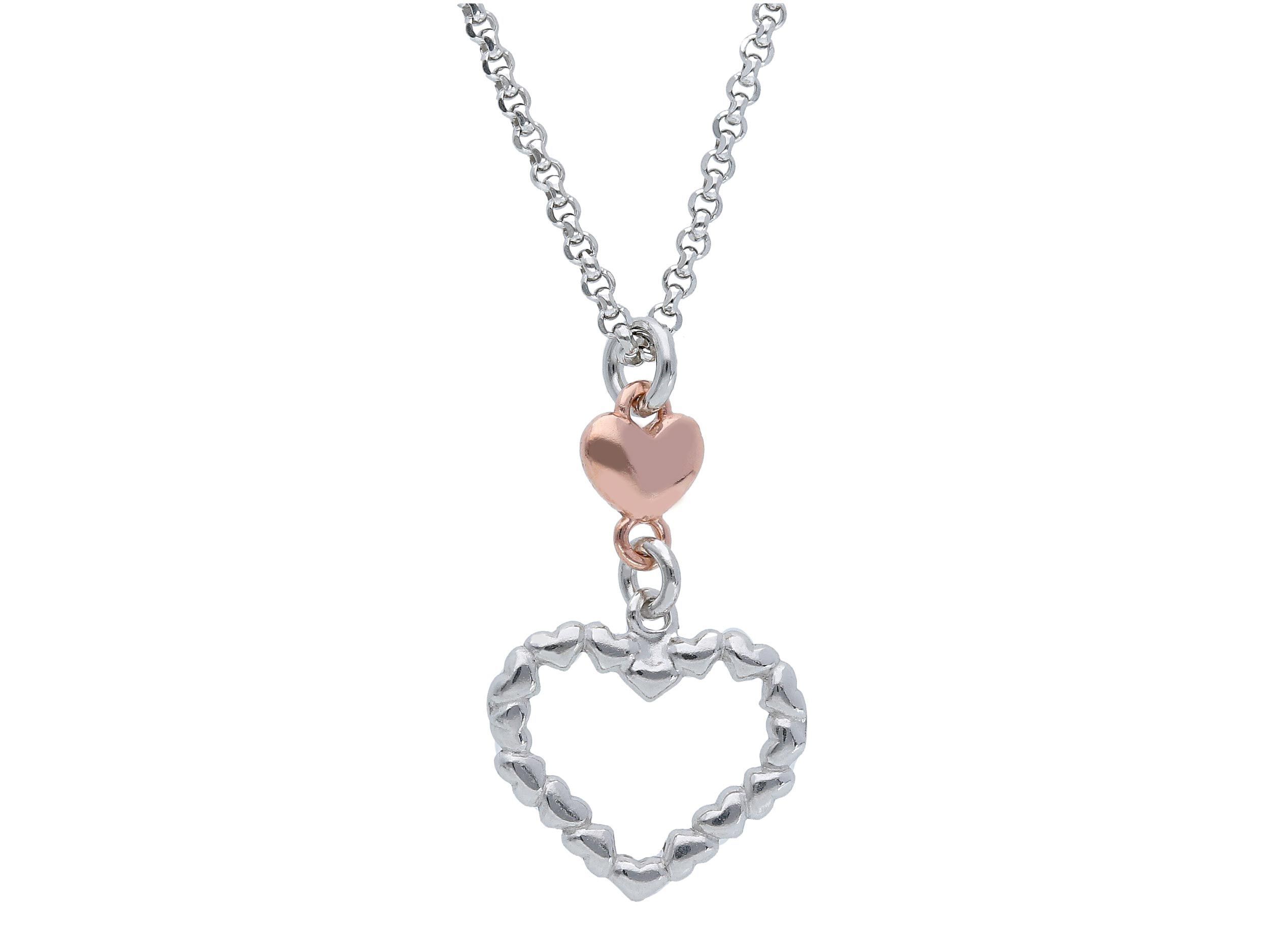 Platinum plated silver 925° heart necklace (code S233546)