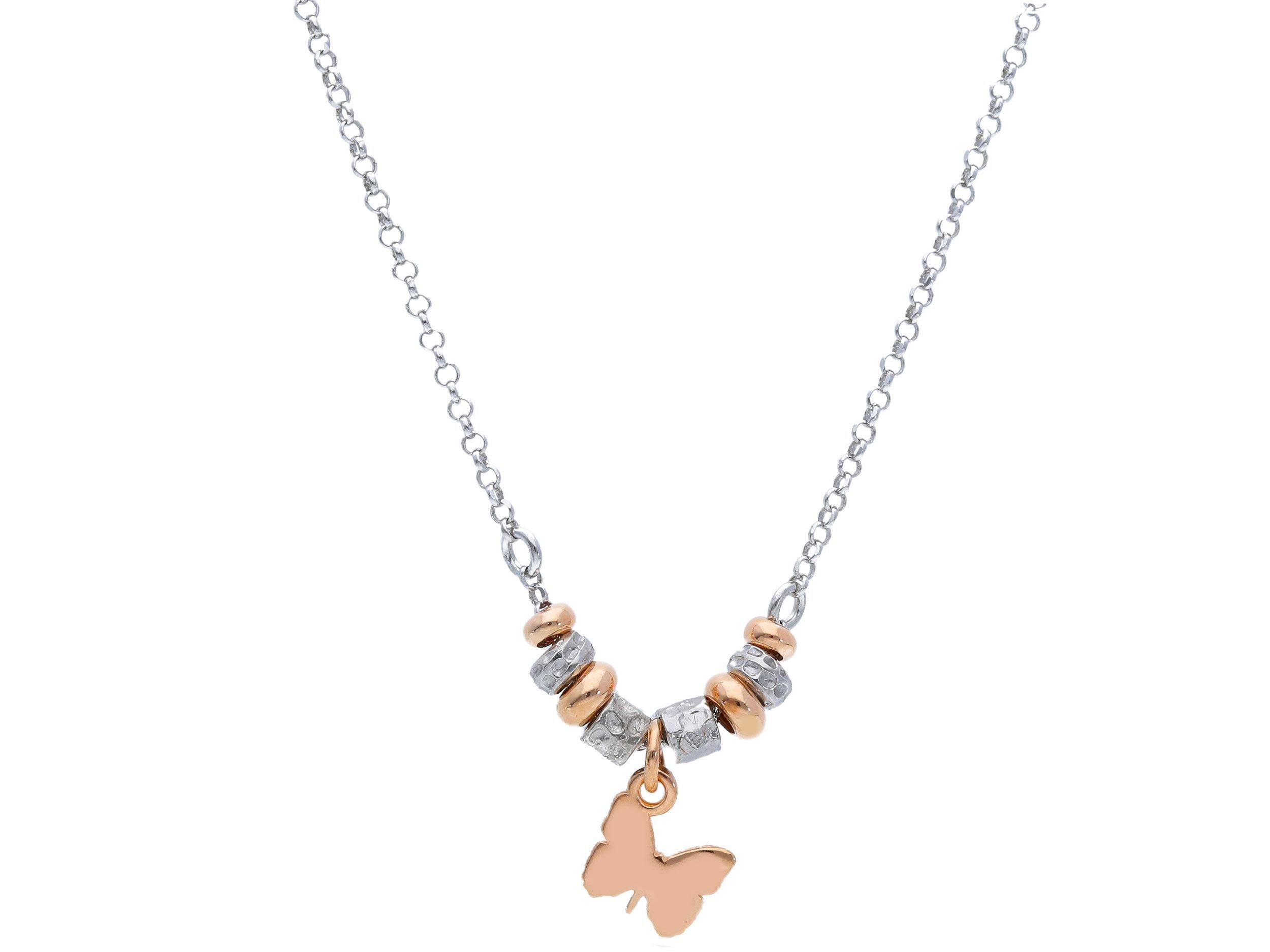 Platinum plated silver 925° butterfly necklace (code S240063)