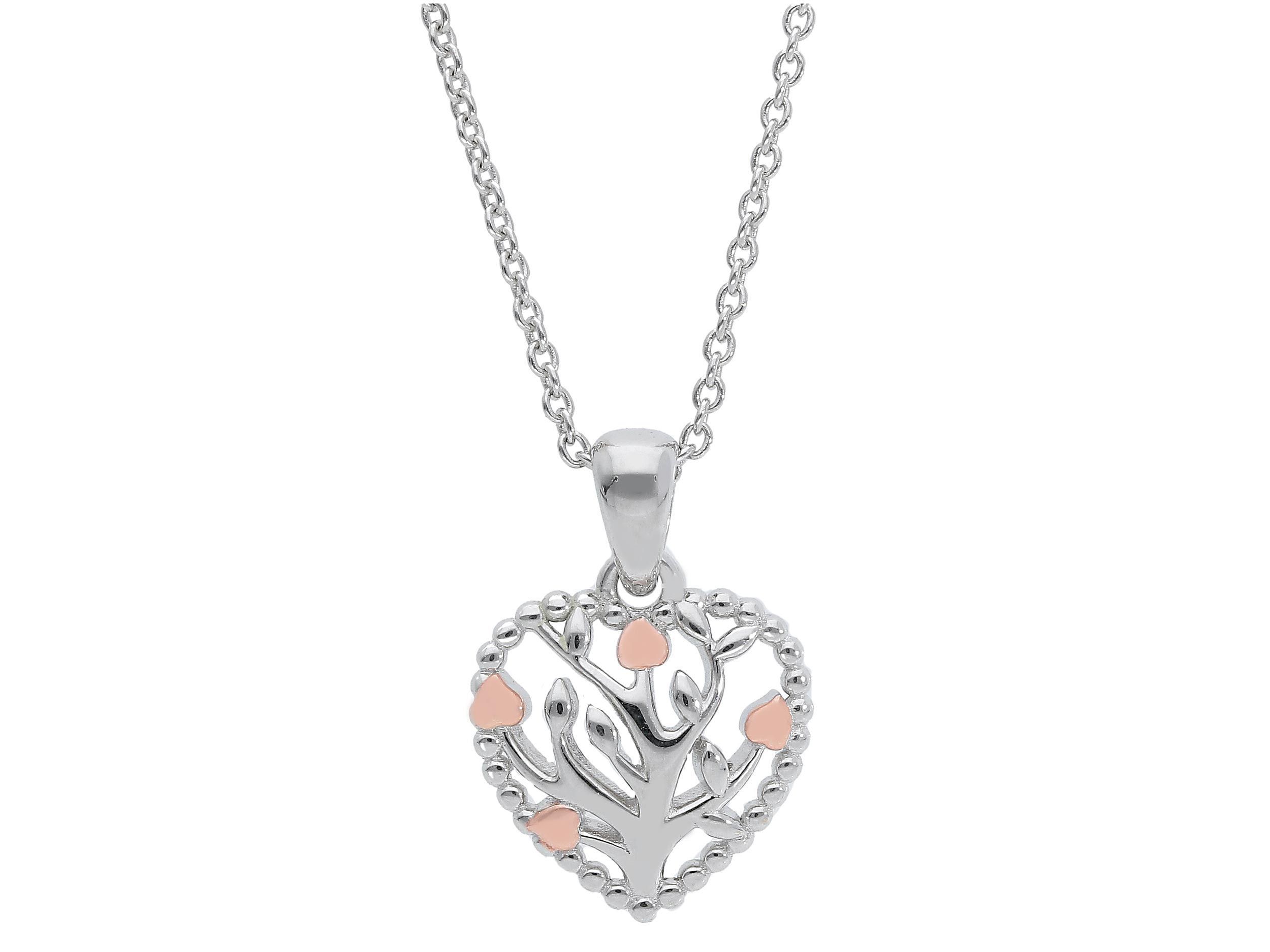  Platinum plated silver 925° heart necklace with the tree of life (code S249297)