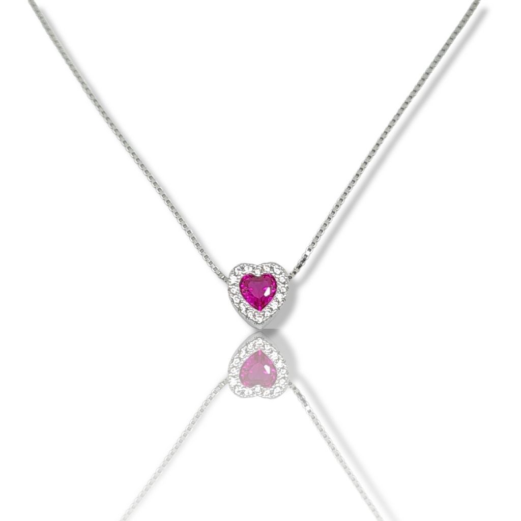 Platinum plated silver 925° heart necklace  (code FC005857)