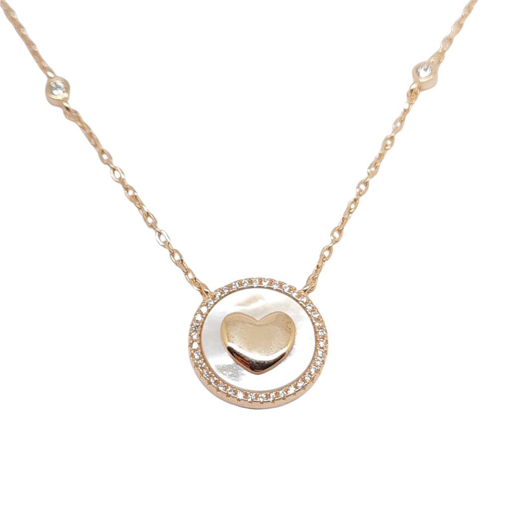 Rose gold plated silver 925° heart necklace  (code FC003572)