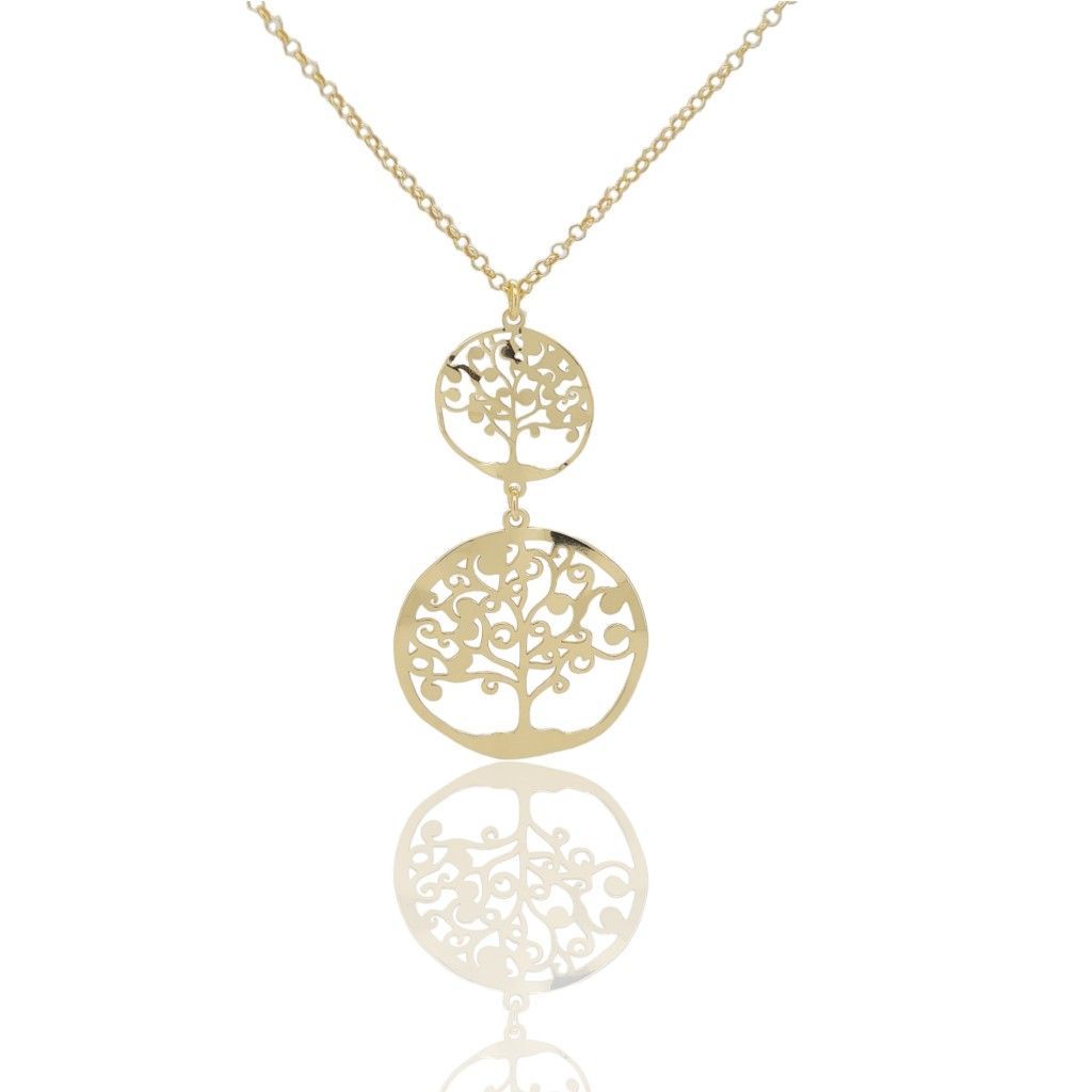 Gold plated silver 925° necklace with the tree of life (code SHK1361G)