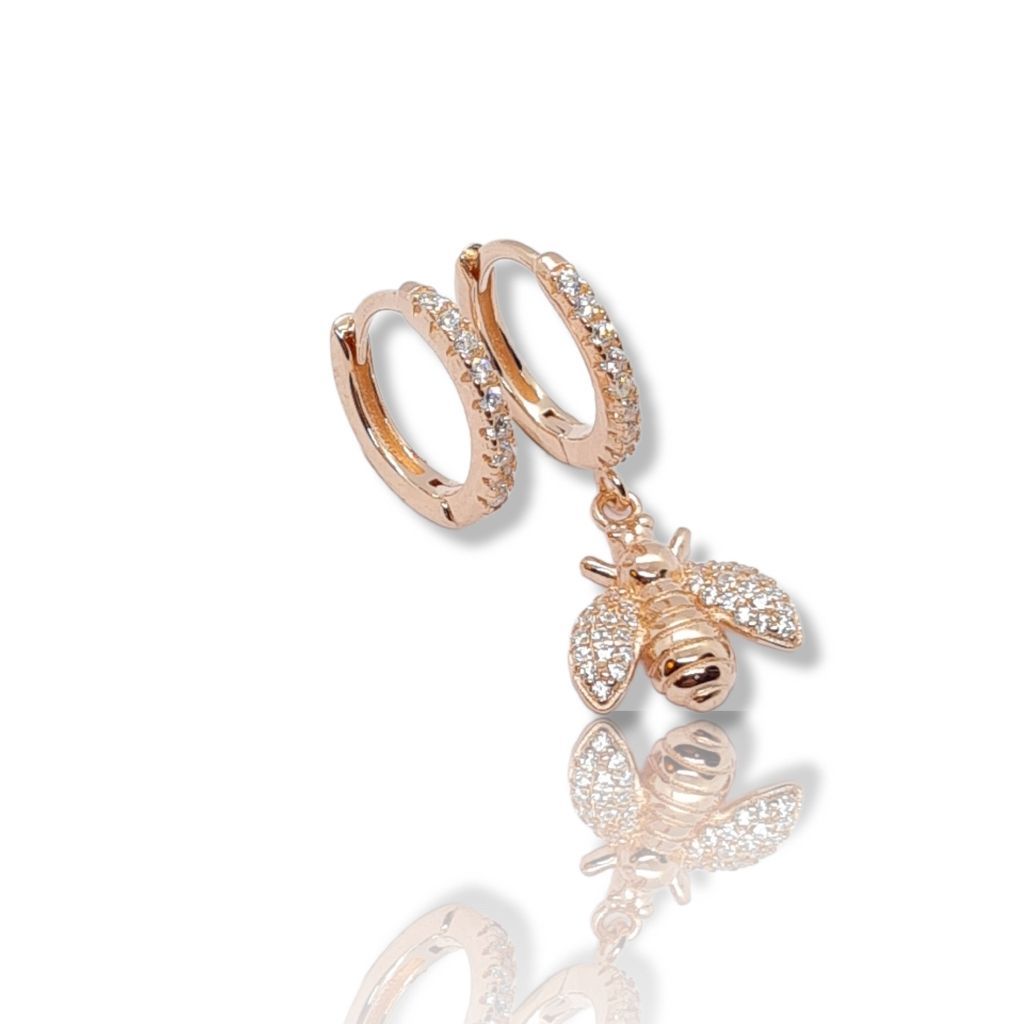 Rose gold plated silver 925º hoop fly earrings (code FC002867)