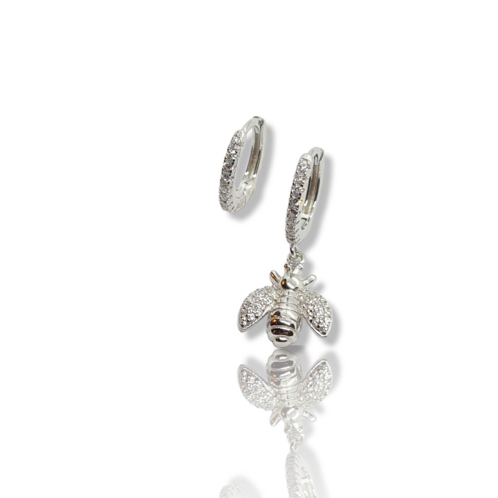 Platinum plated silver 925º hoop fly earrings (code FC002870)