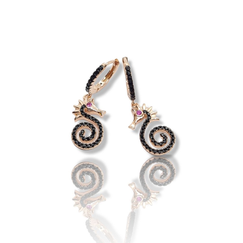 Rose gold plated silver 925º hippocampus earrings(code FC002882)