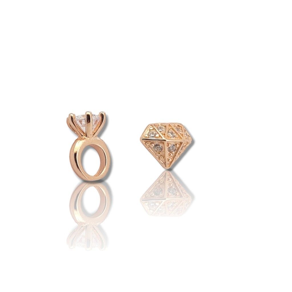 Rose gold plated silver 925° earrings with ring & diamond  (code FC005444)