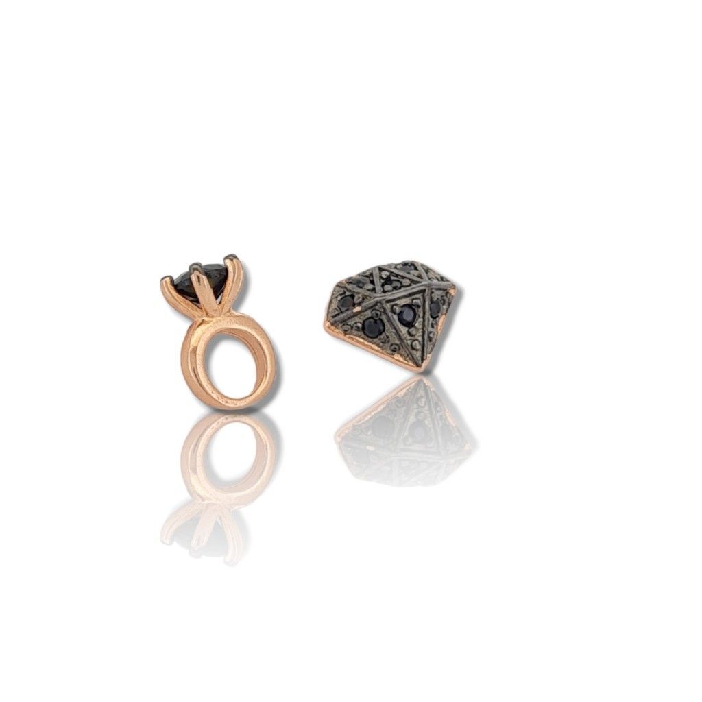 Rose gold plated silver 925° earrings with ring & diamond  (code FC005477)