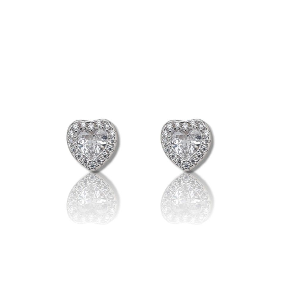 Platinum plated silver 925º heart earrings (code FC006503)