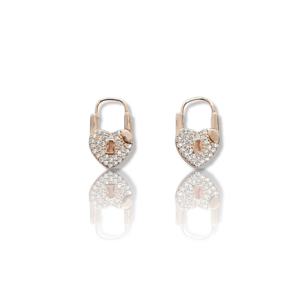 Rose gold plated silver 925º padlock earrings (code FC006801)